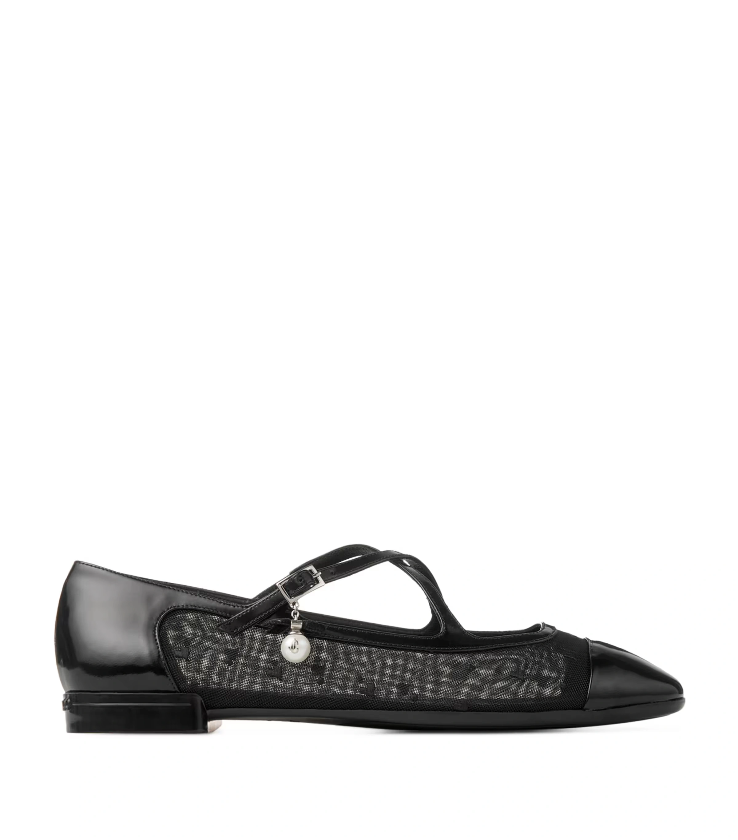 Eleri Patent Leather-Mesh Ballet Flats