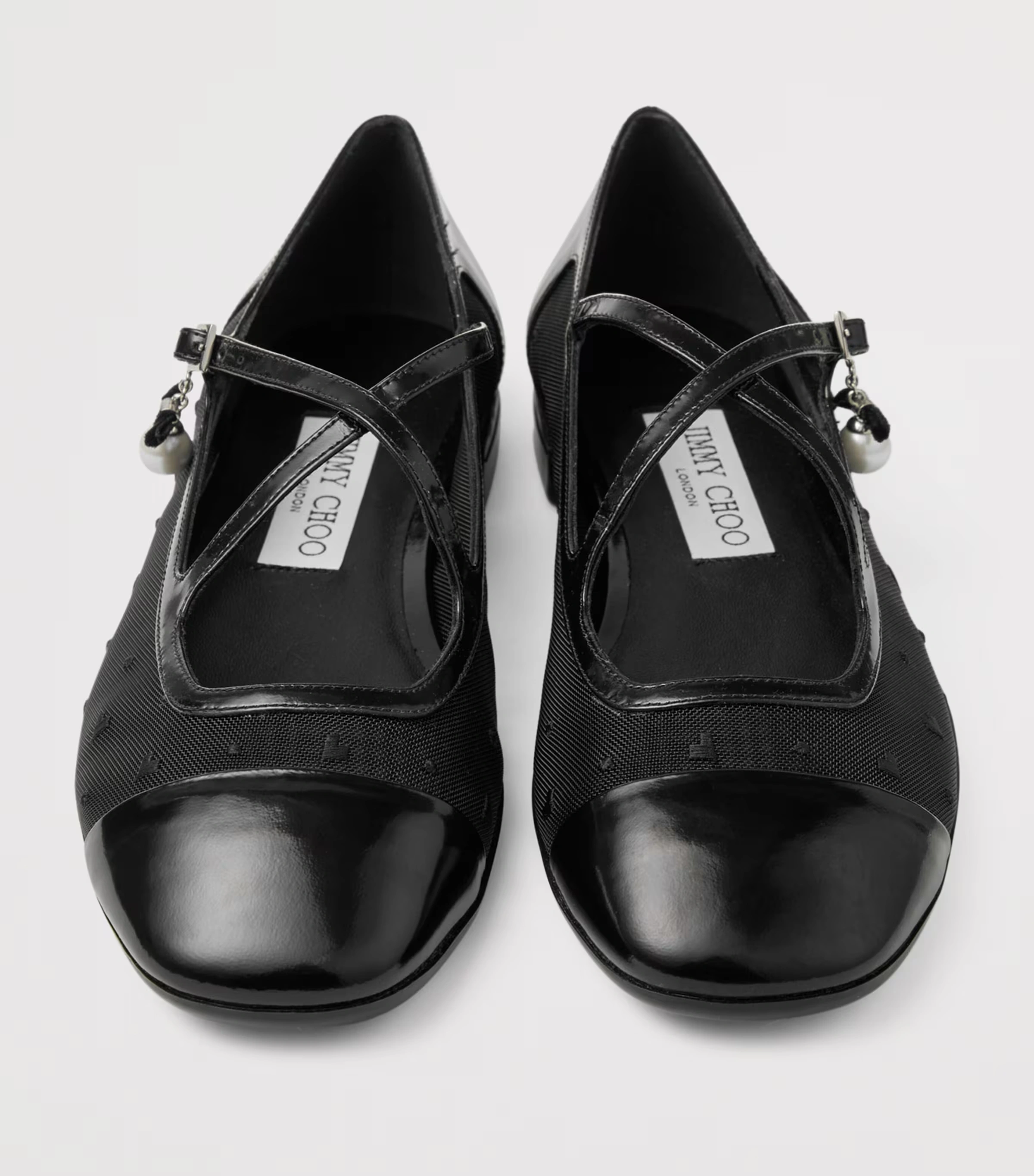 Eleri Patent Leather-Mesh Ballet Flats