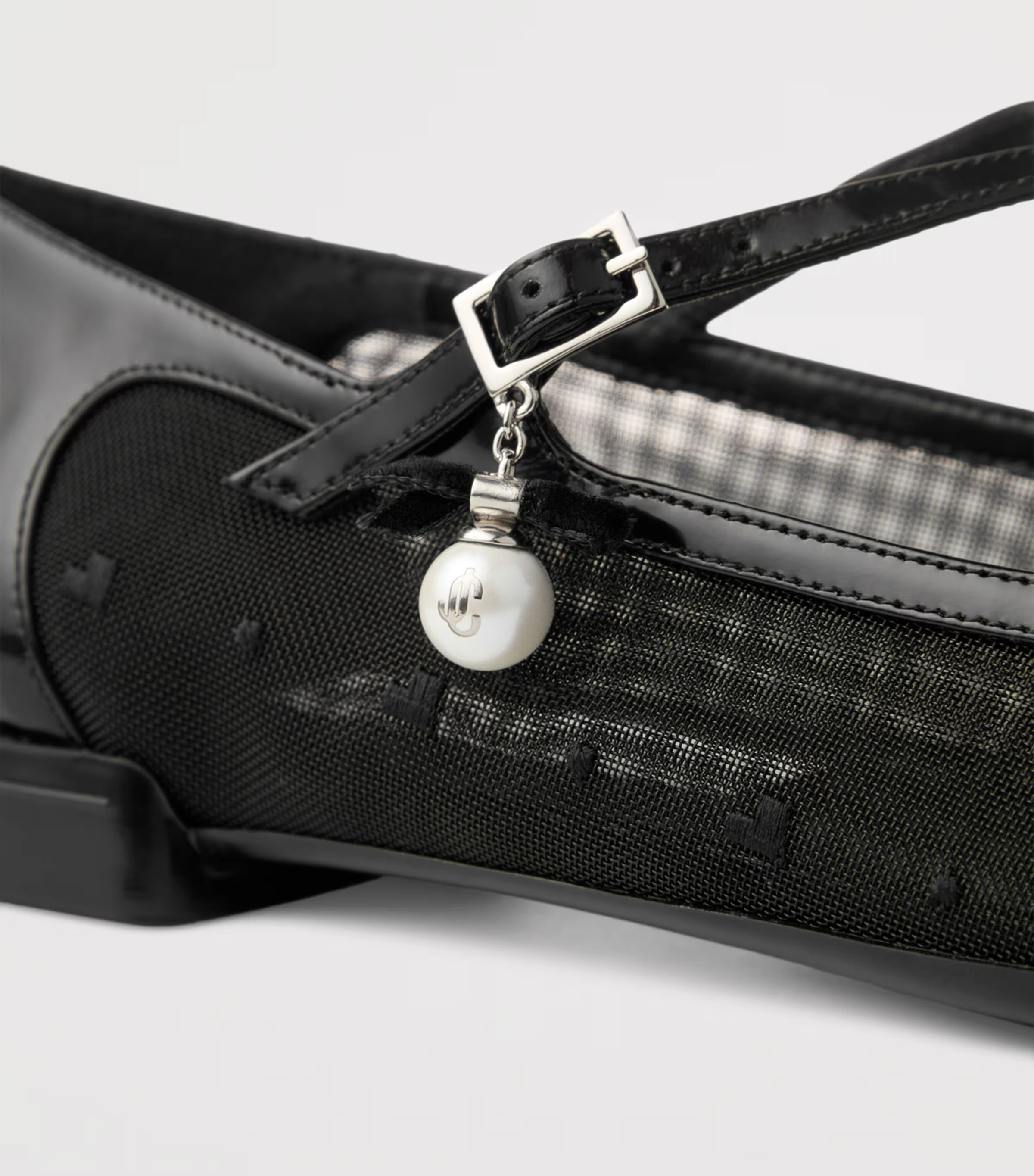 Eleri Patent Leather-Mesh Ballet Flats