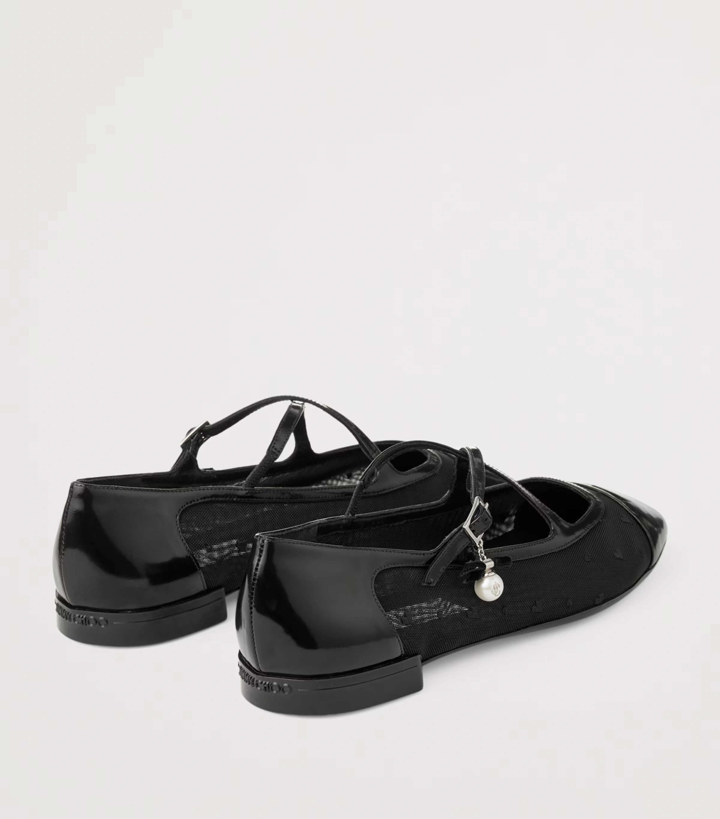 Eleri Patent Leather-Mesh Ballet Flats