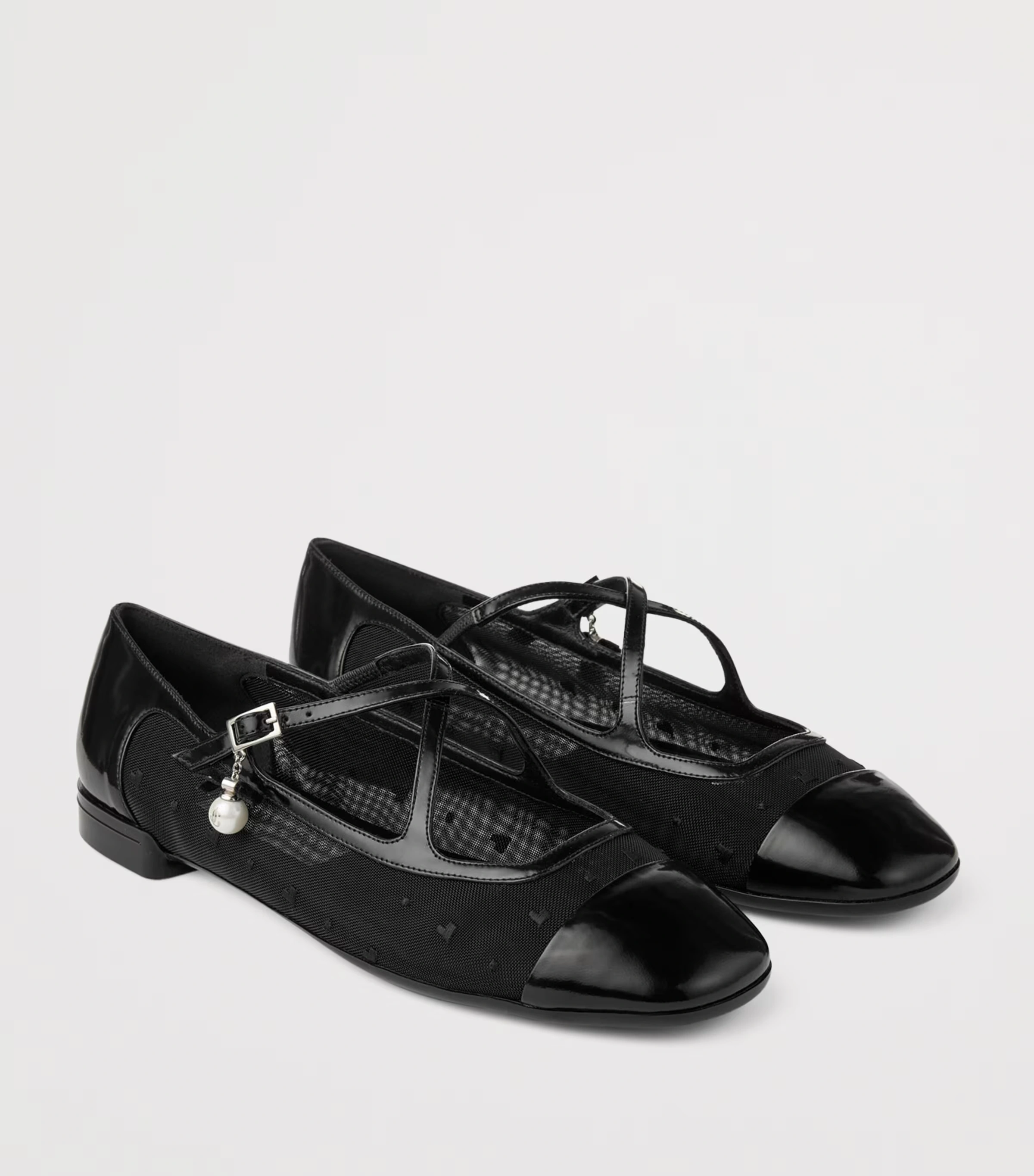 Eleri Patent Leather-Mesh Ballet Flats