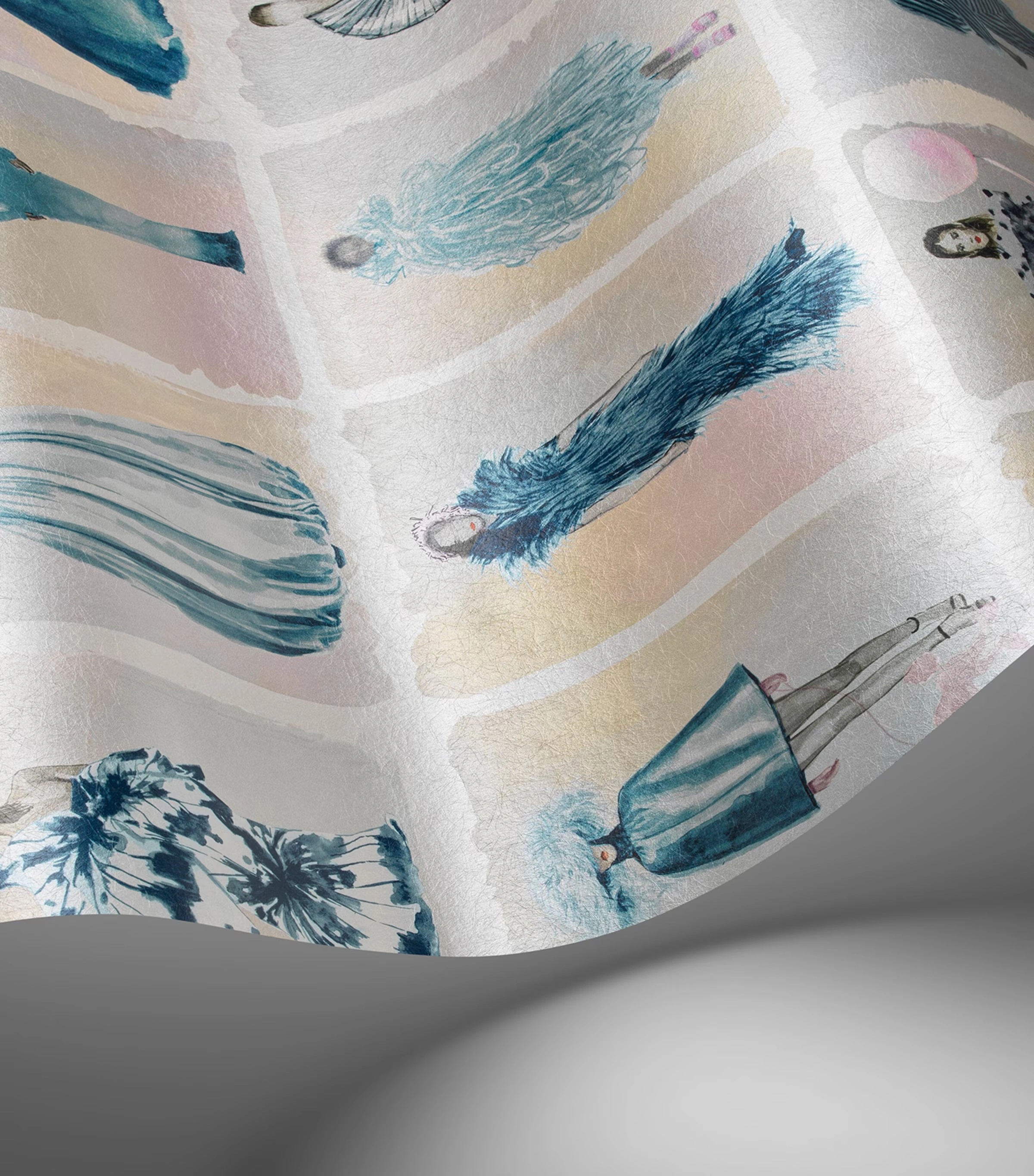 x Harrods Interior Design 175 Anniversary Edition Couture Carousel Wallpaper - China Blue Pearl