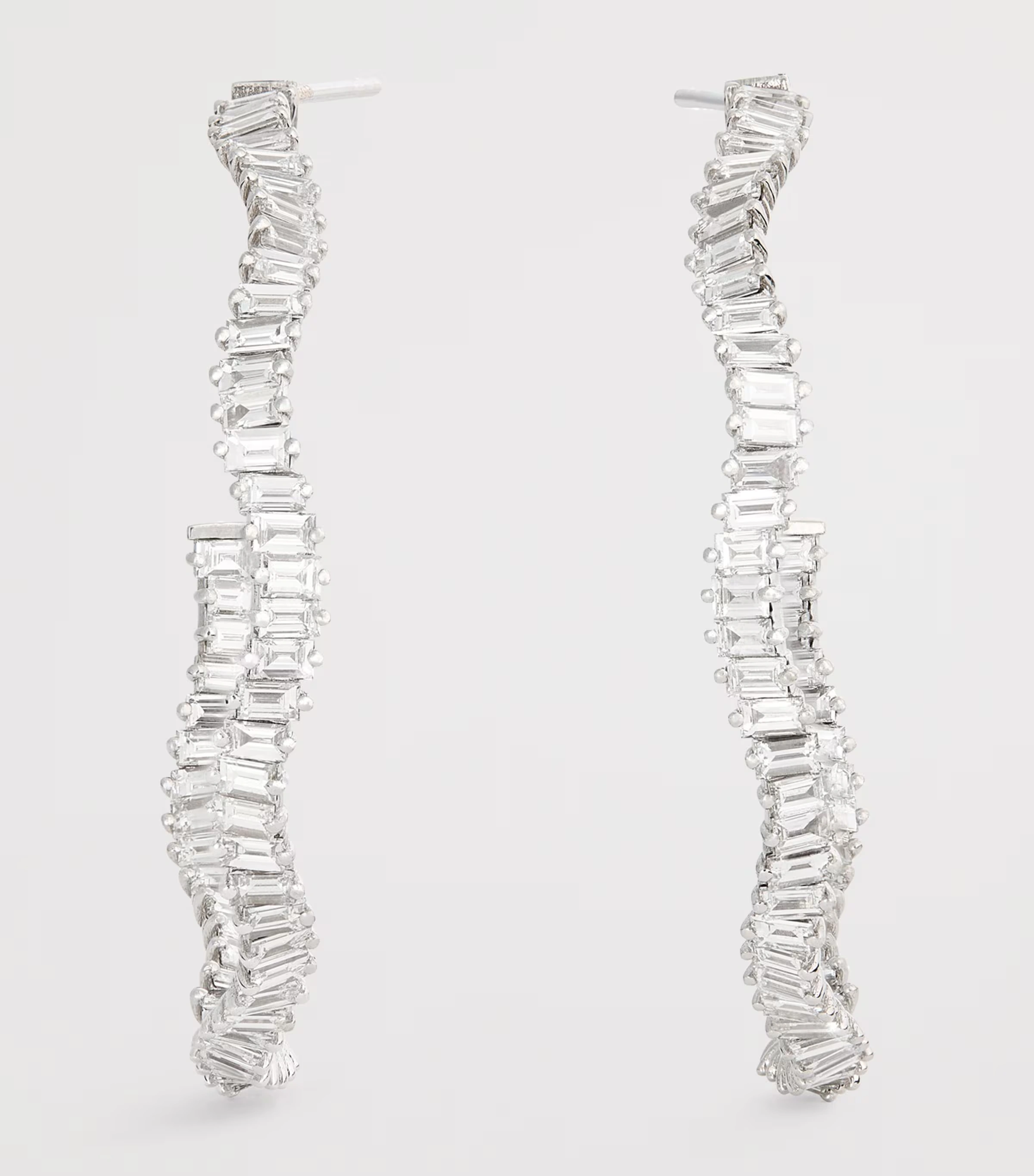 White Gold and Diamond Classic Fireworks Wave Hoop Earrings 3 White Gold and Diamond Classic Fireworks Wave Hoop Earrings