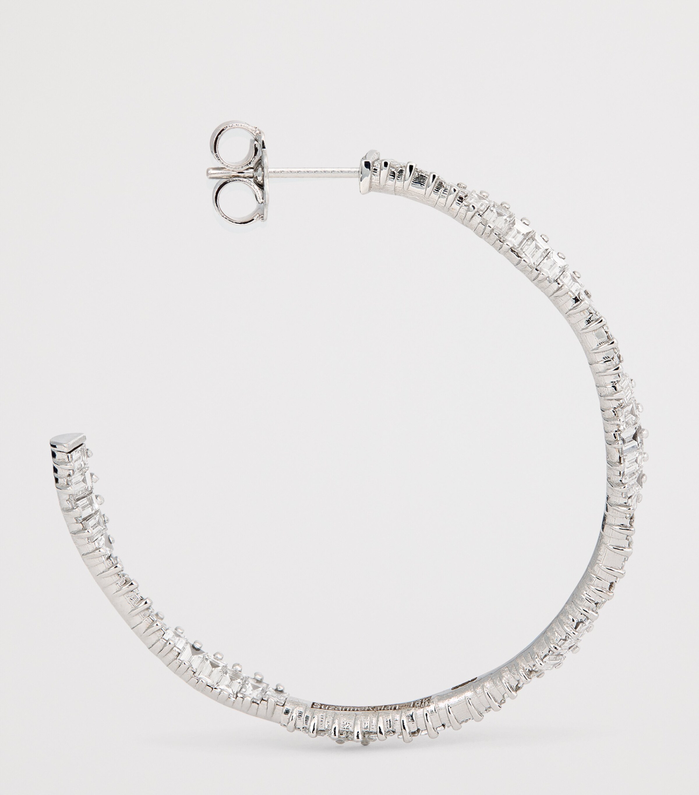 White Gold and Diamond Classic Fireworks Wave Hoop Earrings 4 White Gold and Diamond Classic Fireworks Wave Hoop Earrings