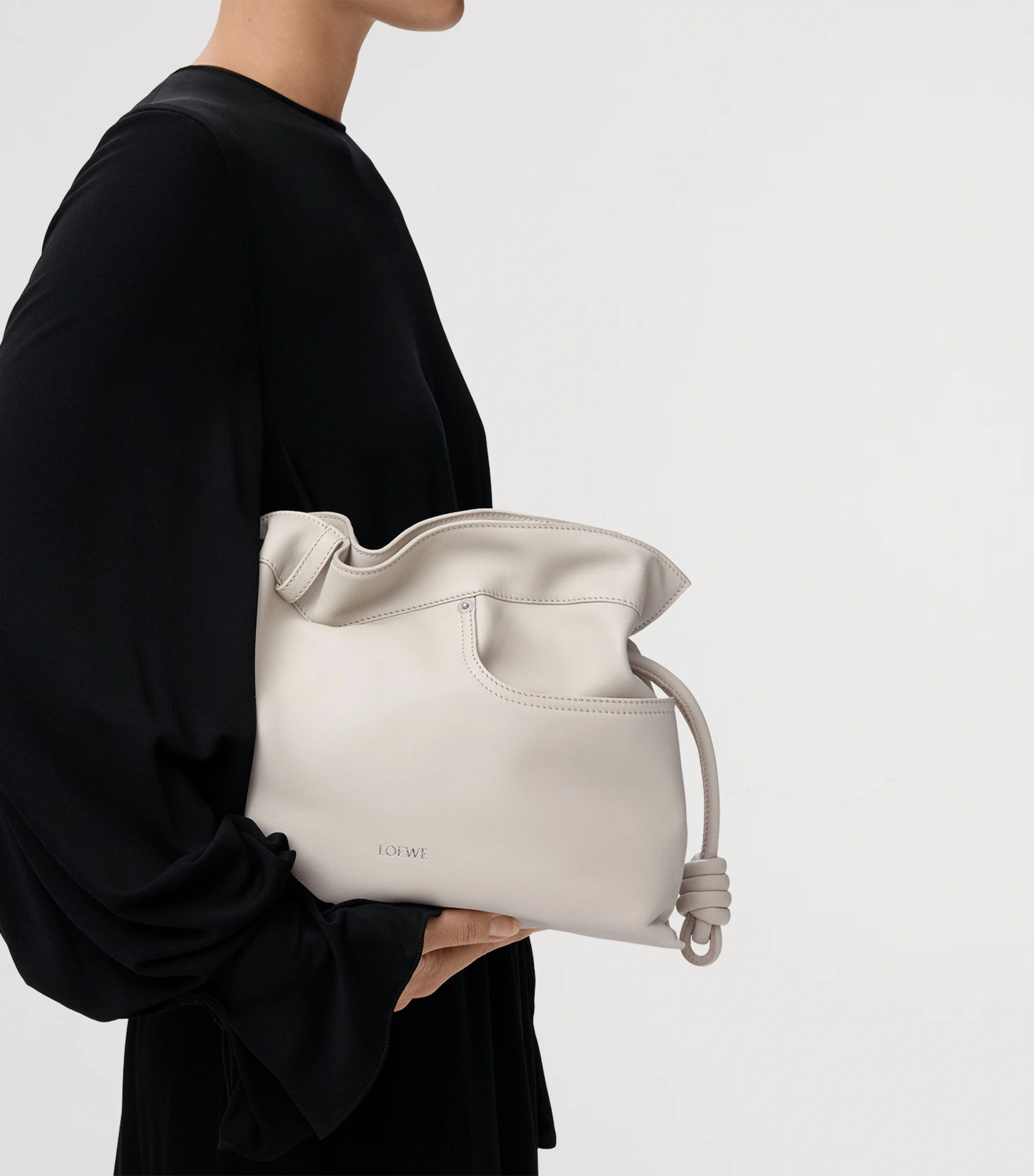 Leather Jean-Detail Flamenco Purse