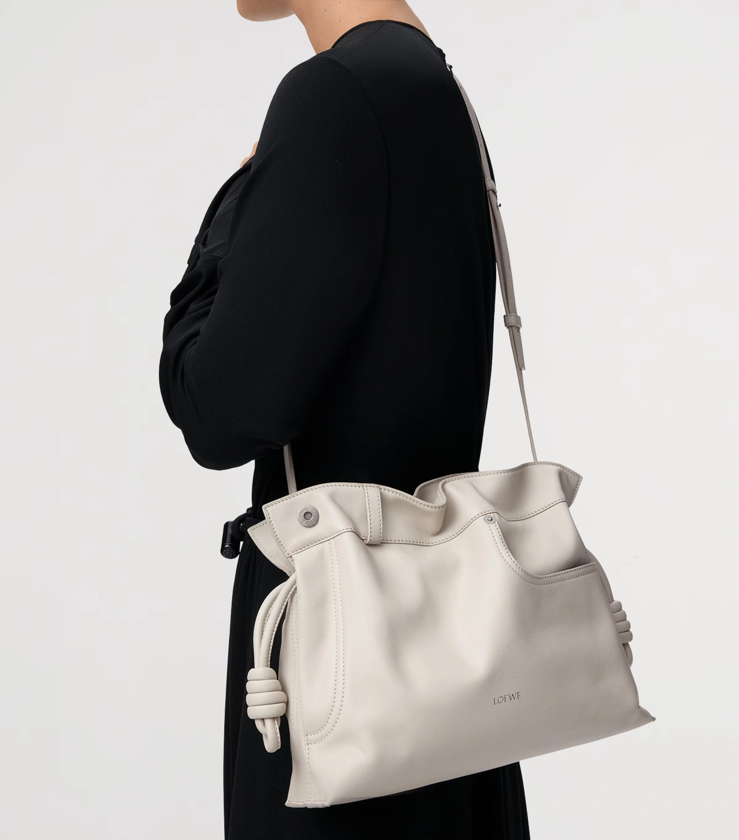 Leather Jean-Detail Flamenco Purse