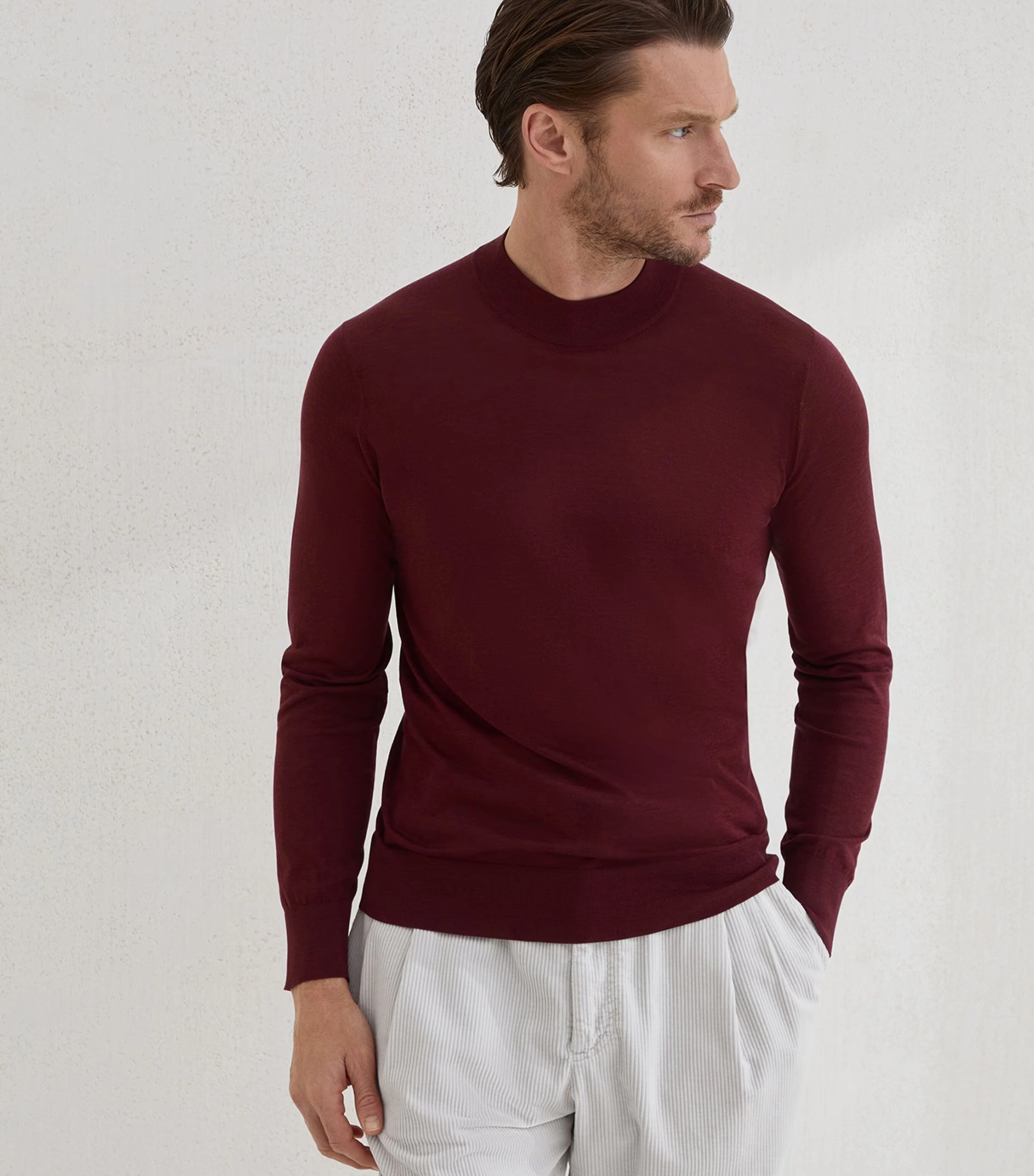 Silk-Cotton High-Neck Sweater