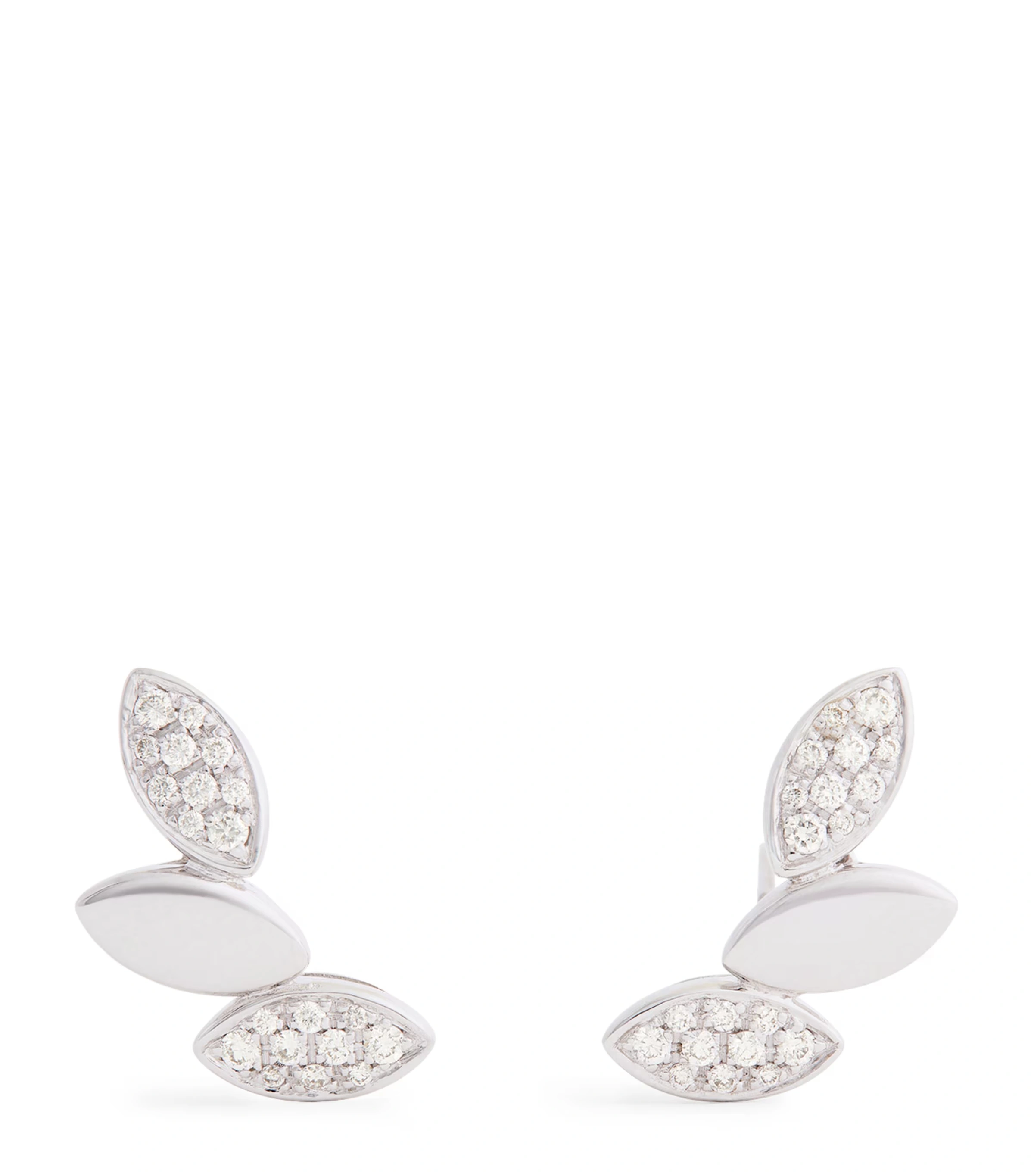 White Gold and Diamond Navette Earrings