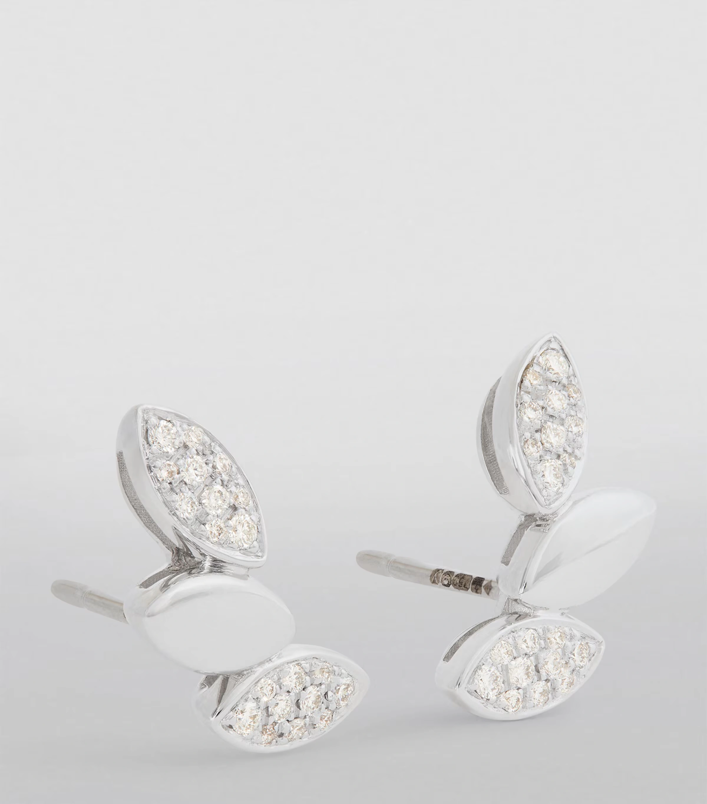 White Gold and Diamond Navette Earrings