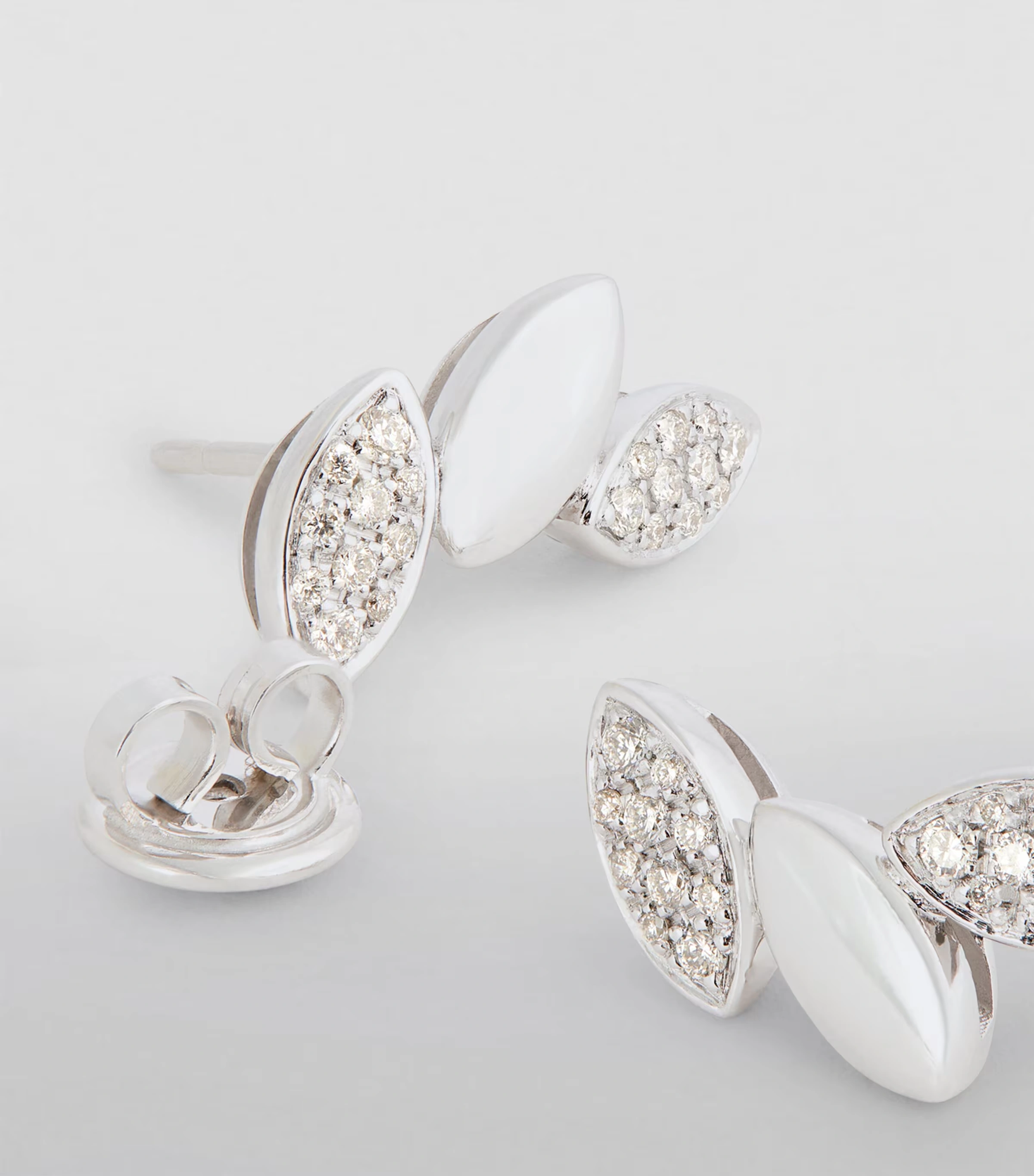 White Gold and Diamond Navette Earrings 6 White Gold and Diamond Navette Earrings