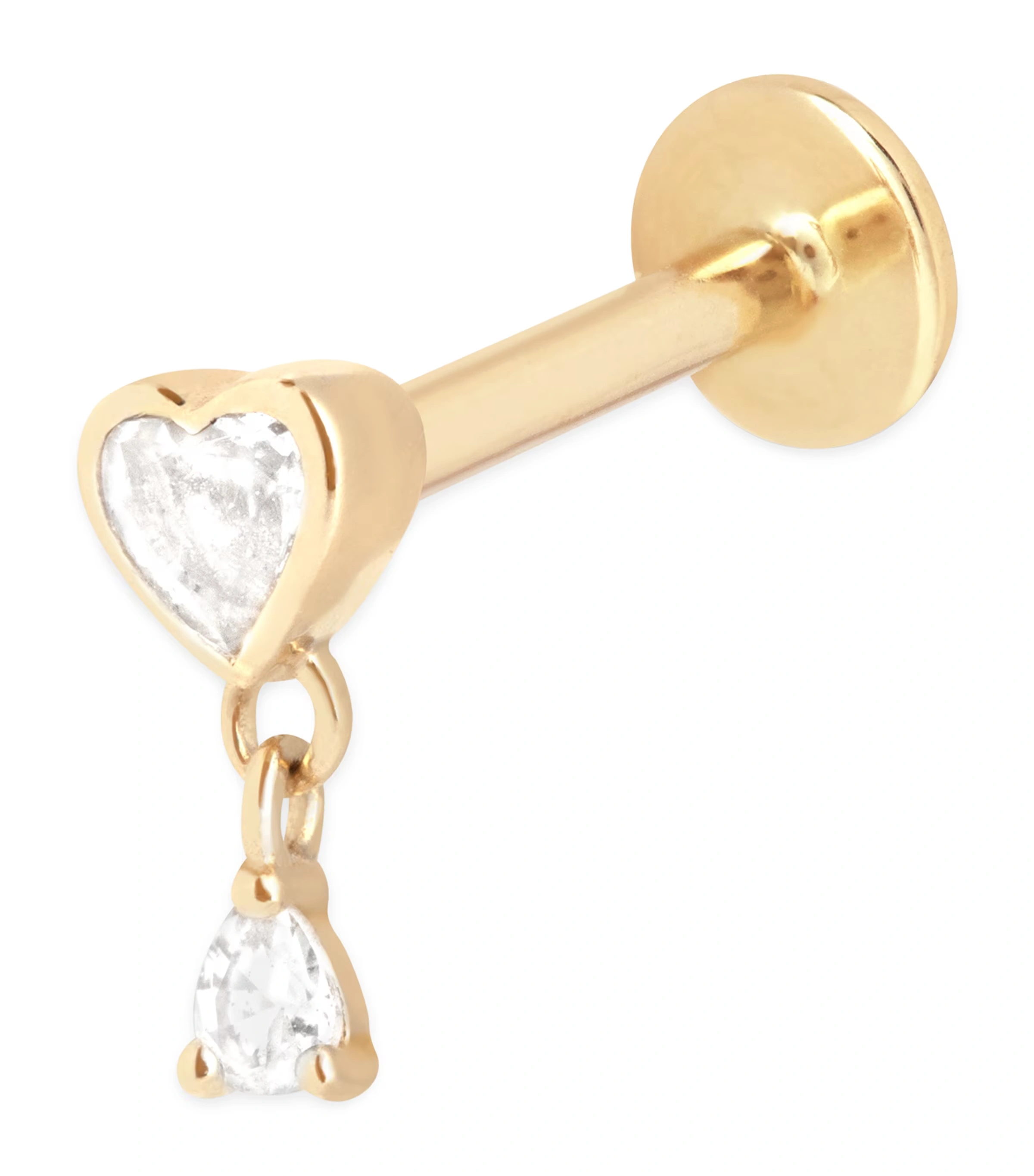 Gold and Topaz Heart Charm Single Stud Earring