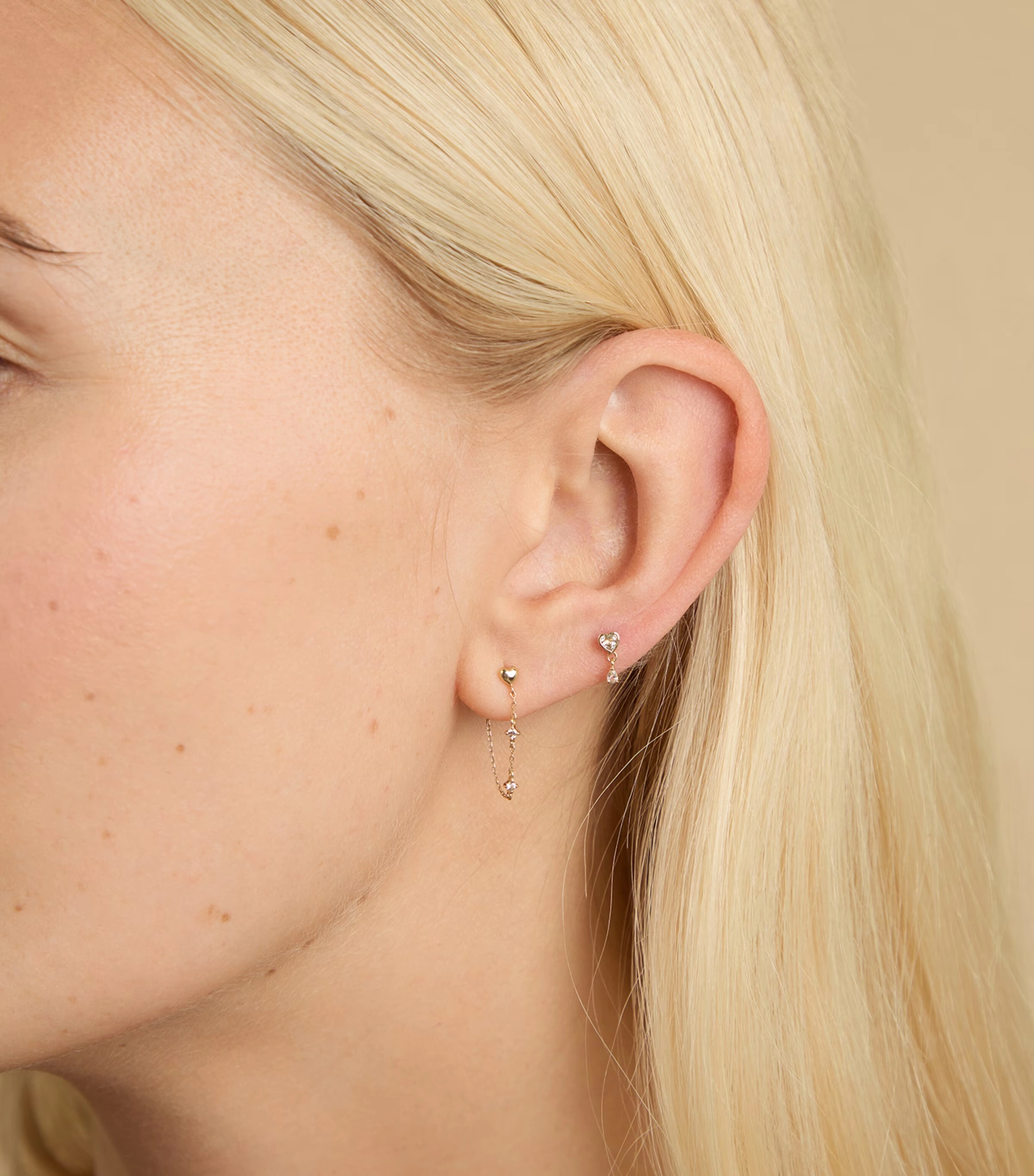 Gold and Topaz Heart Charm Single Stud Earring