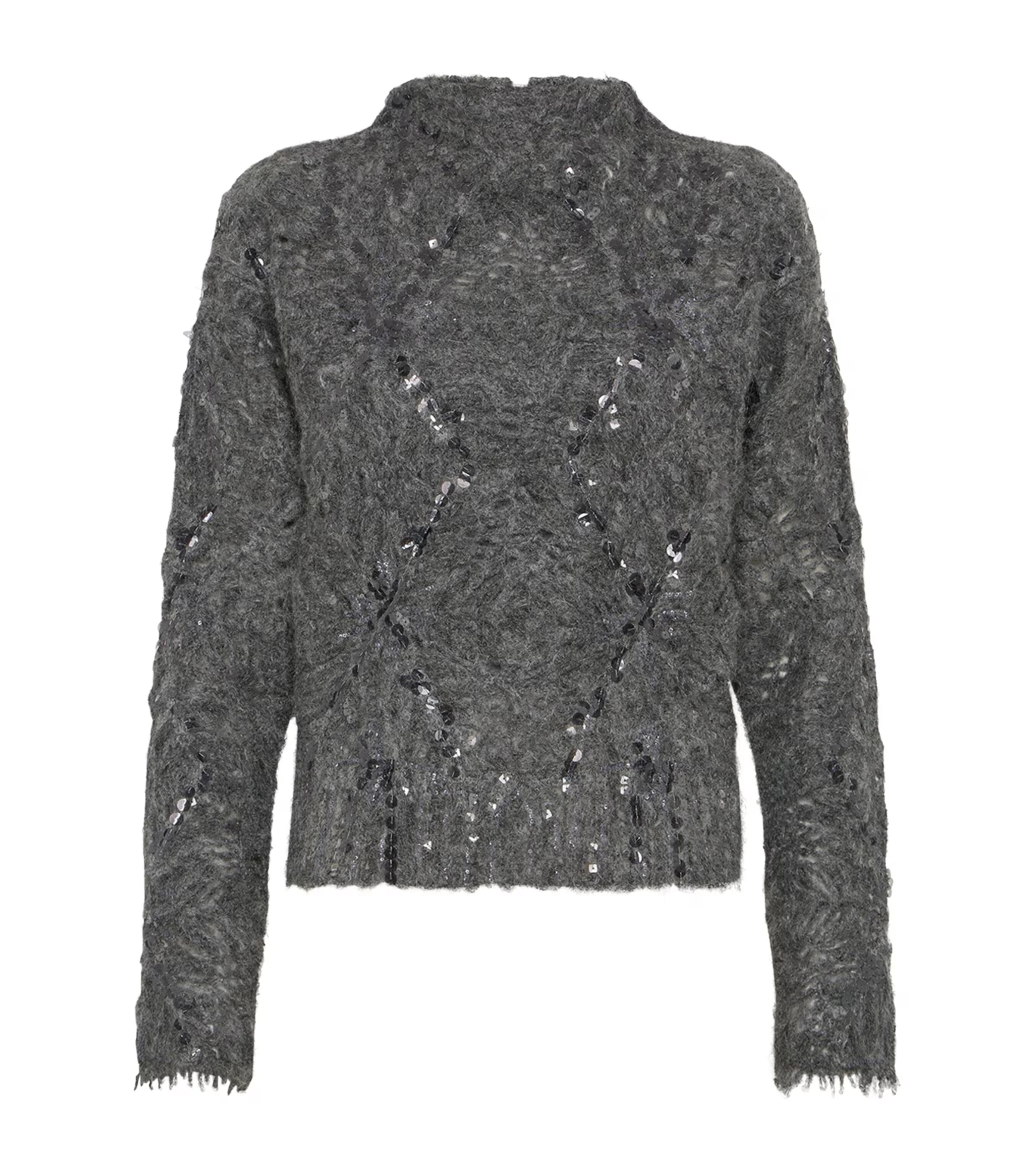 Mohair-Wool-Blend Embroidered Frosty Sweater