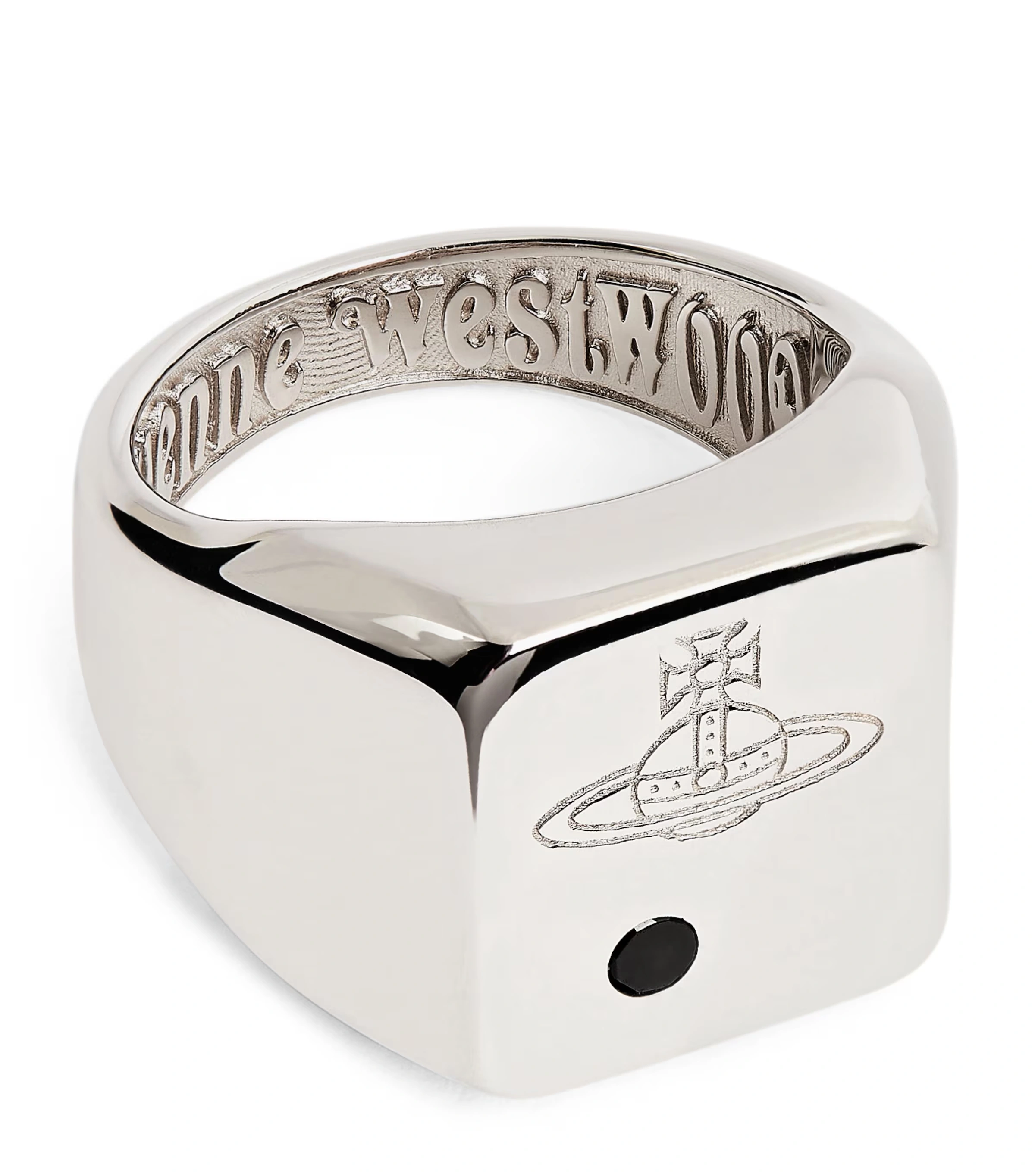 Sterling Silver and Crystal Carlo Orb Signet Ring