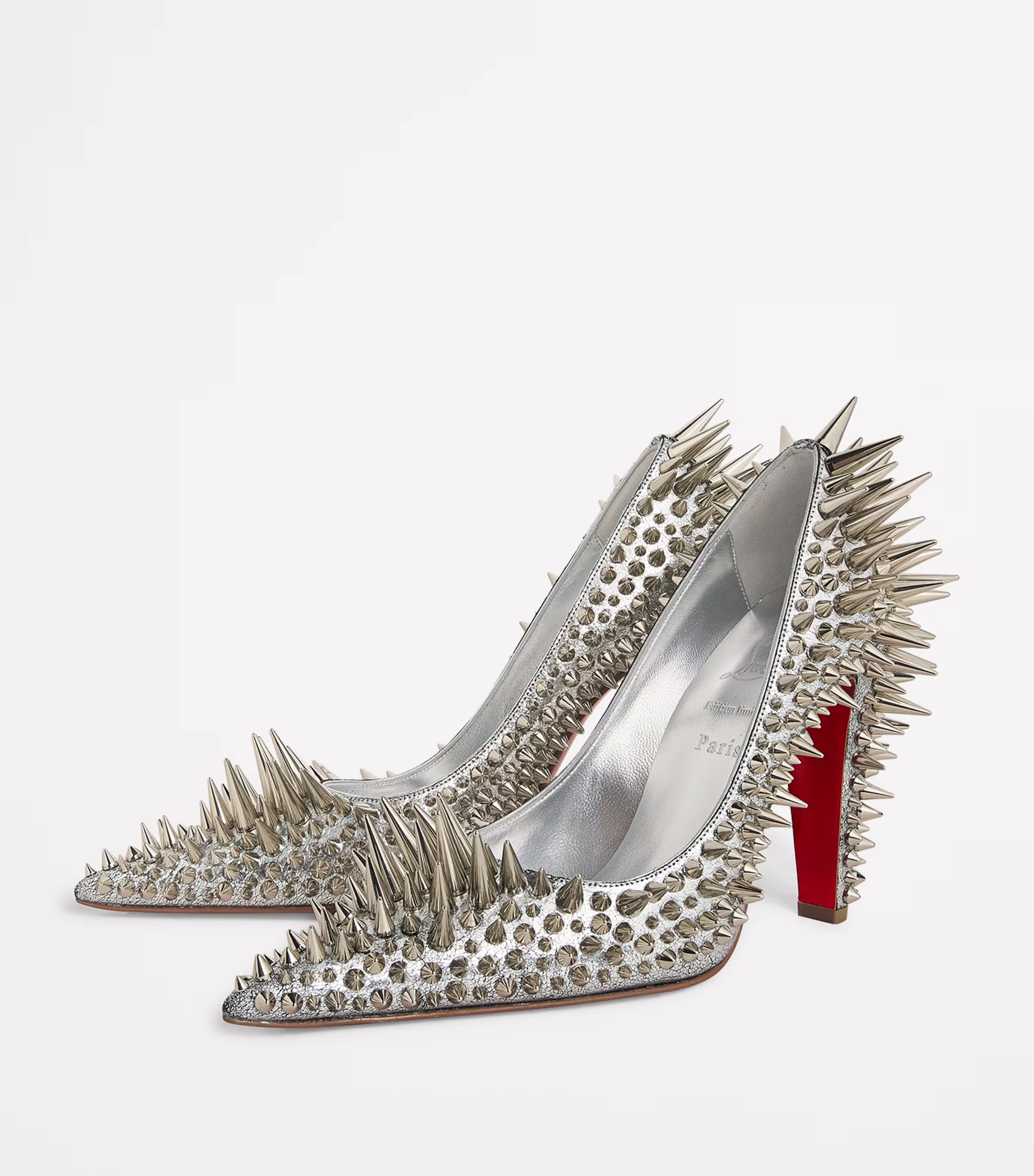 Estepic Laminated Leather Spiked Pumps 100