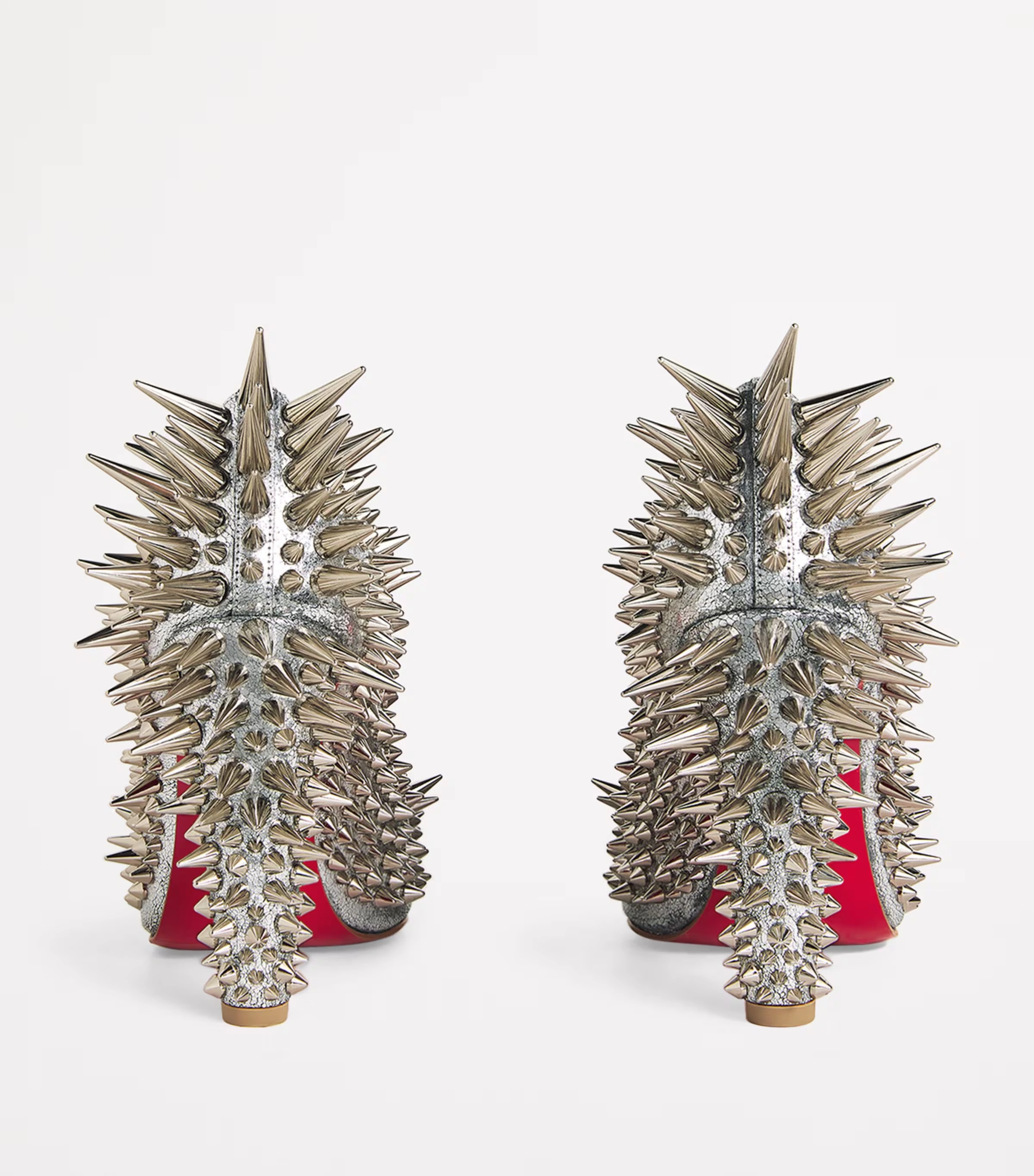 Estepic Laminated Leather Spiked Pumps 100