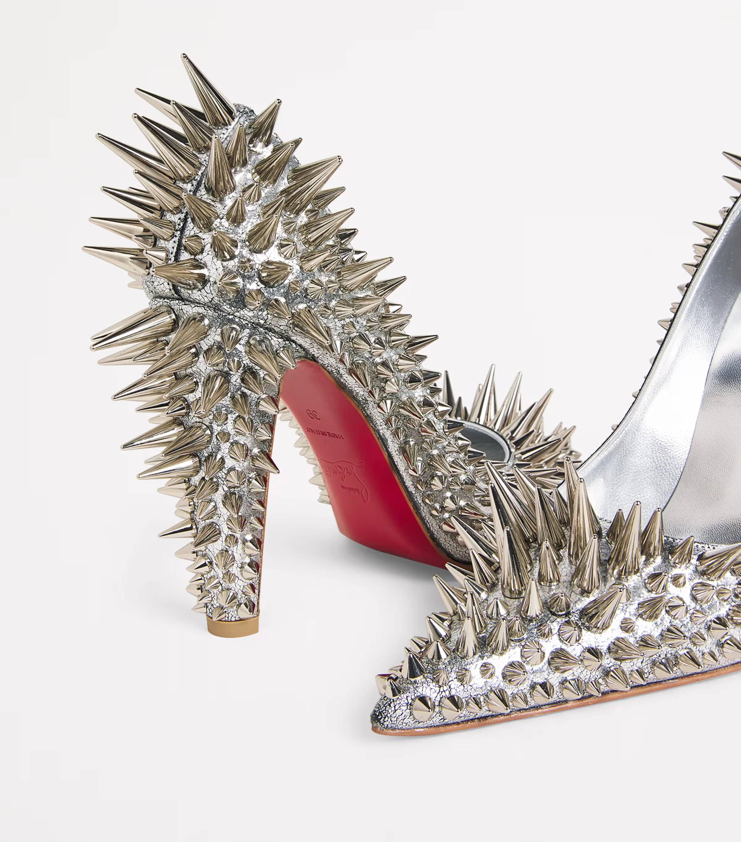Estepic Laminated Leather Spiked Pumps 100