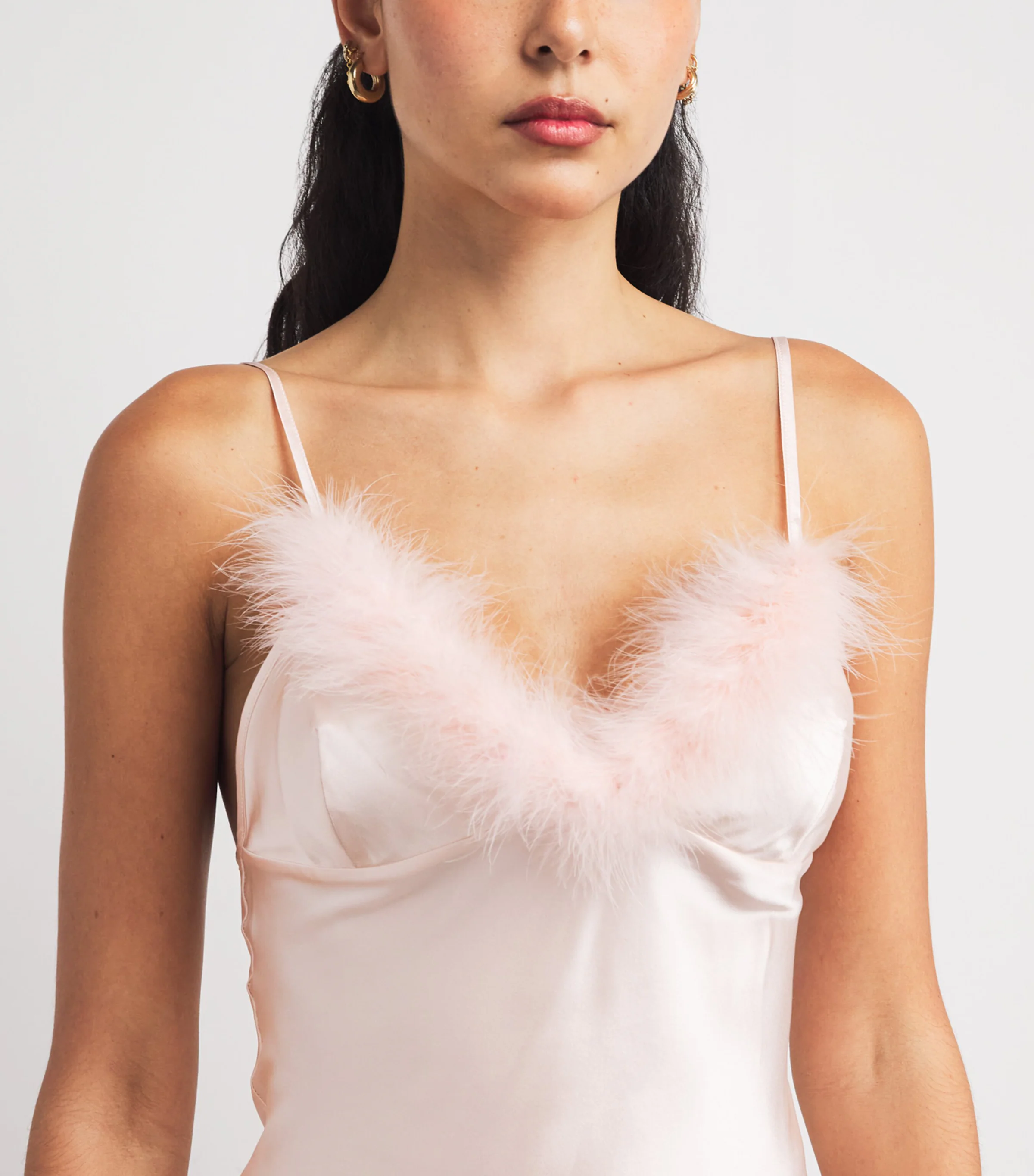 Silk Feather-Trim Taylor Slip Dress