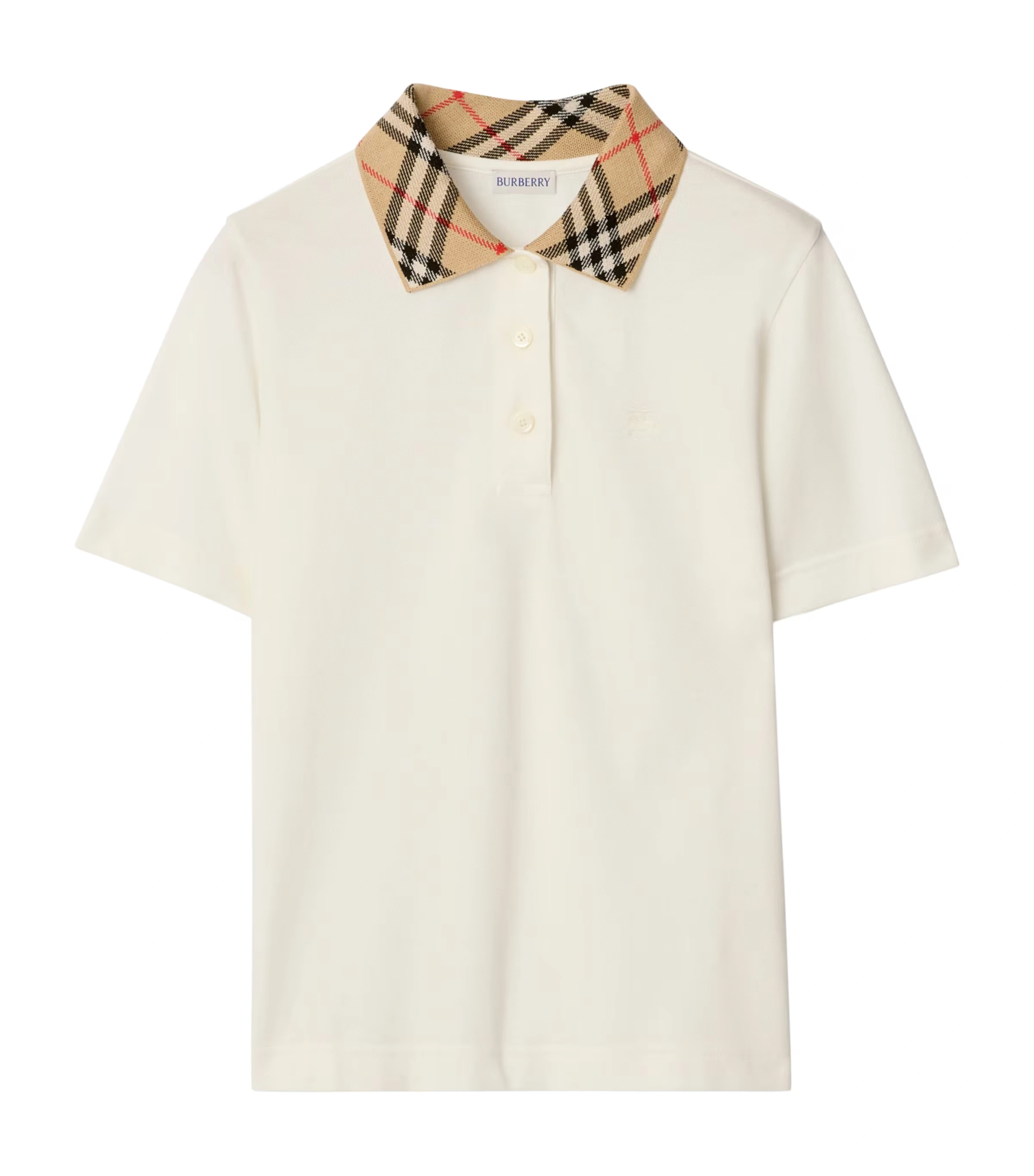 Cotton Check-Collar Polo Shirt