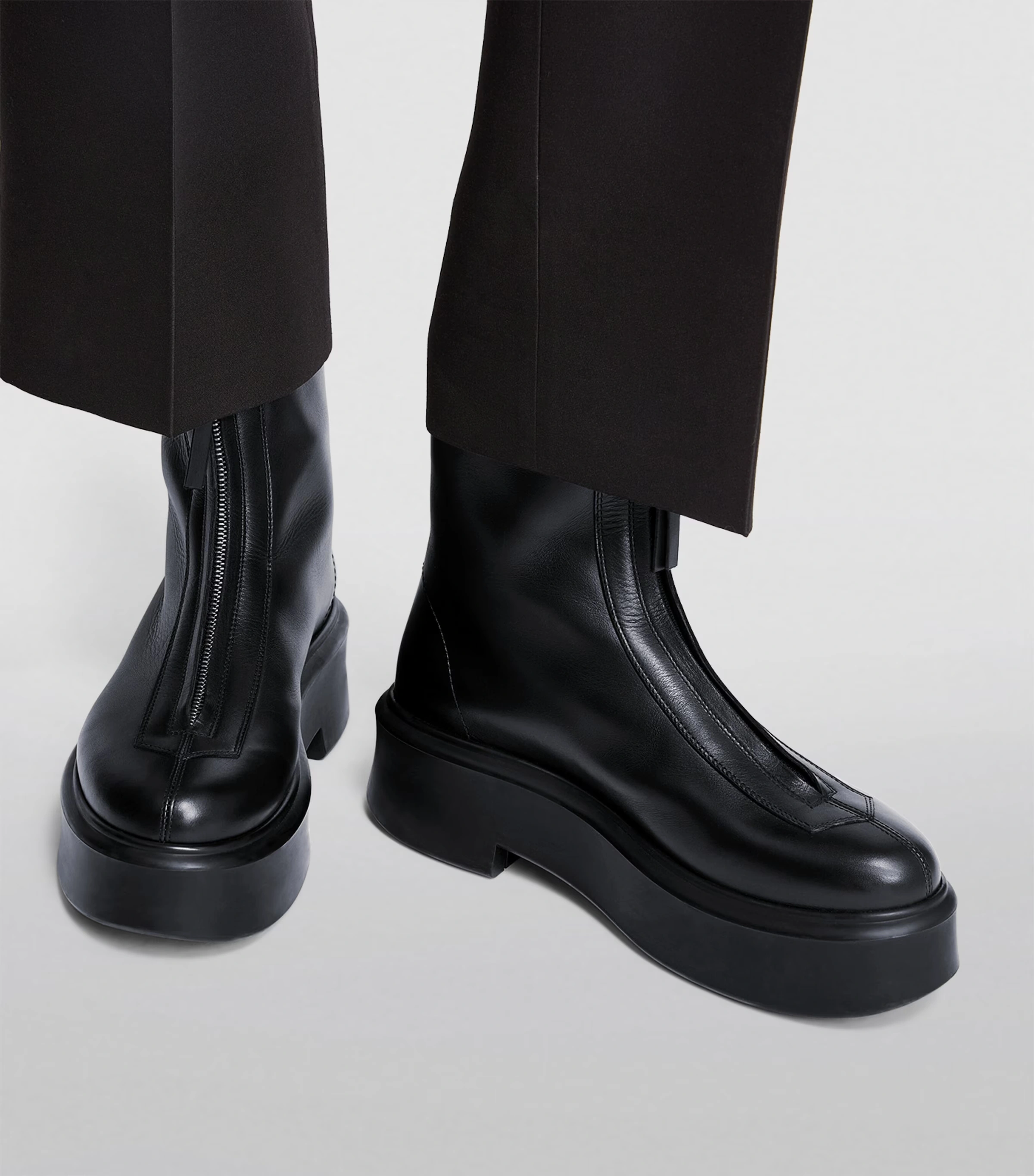 Zipped Leather Ankle Boots 50