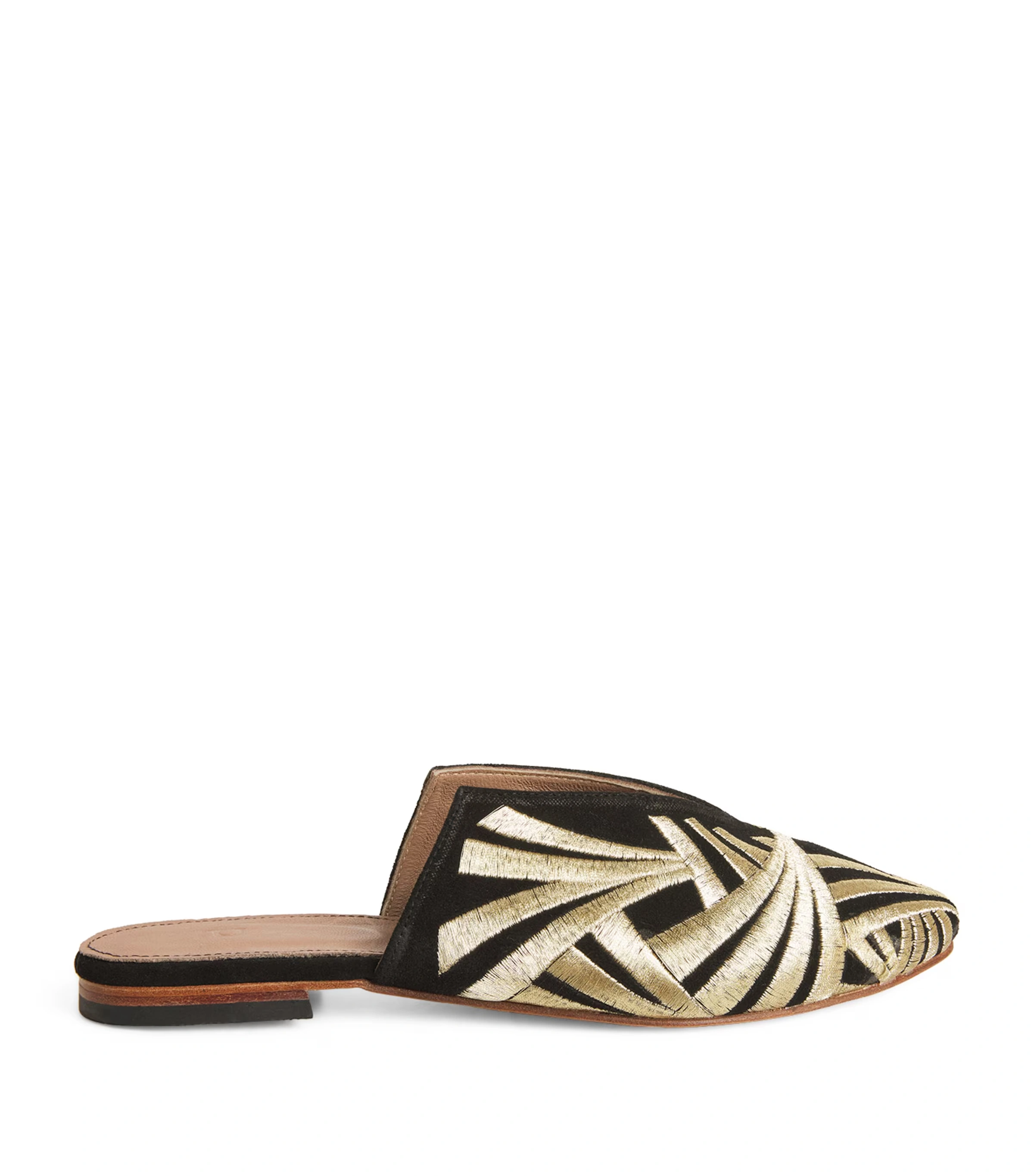 Suede Embroidered Palazzo Signoria Mules