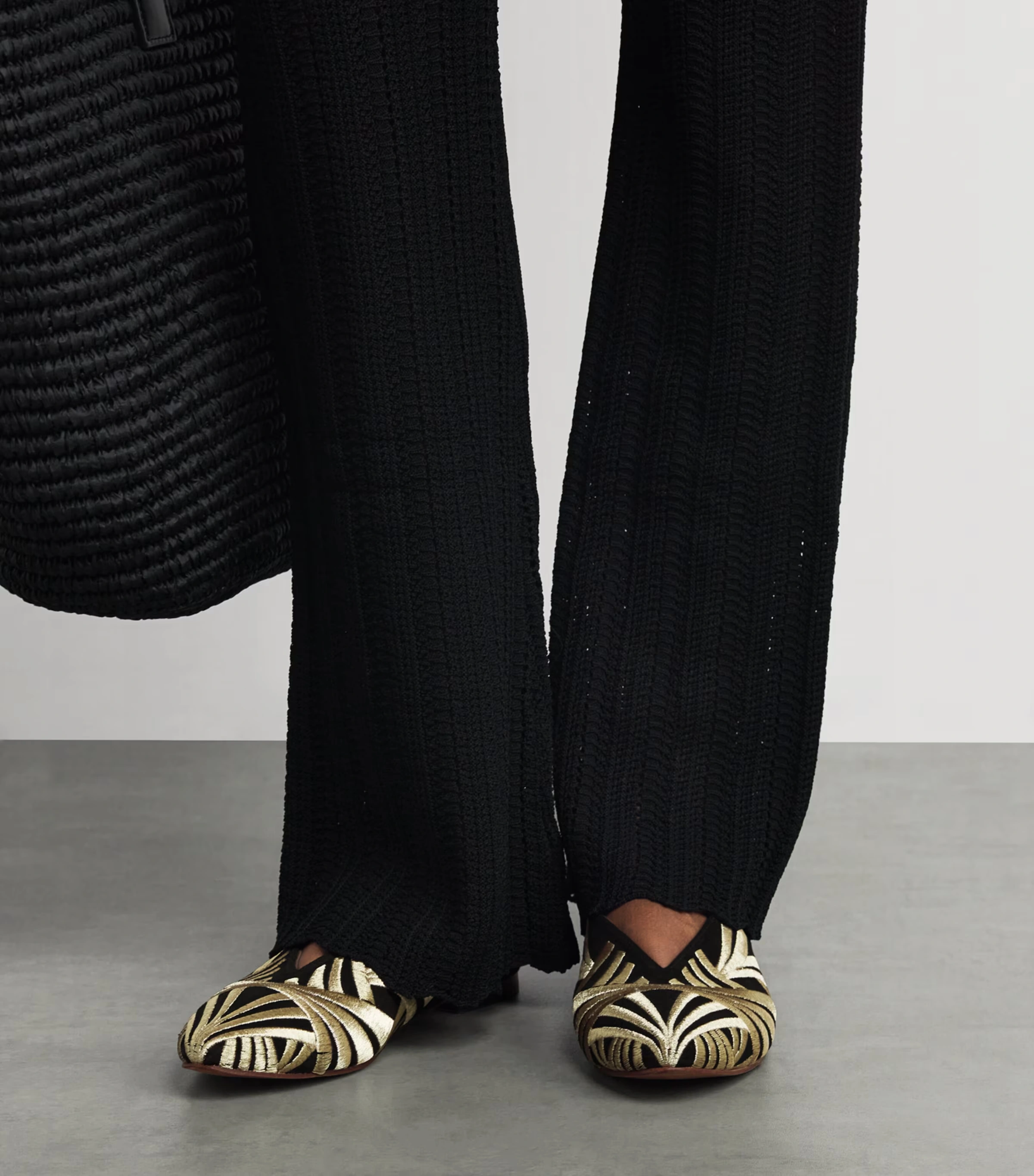 Suede Embroidered Palazzo Signoria Mules