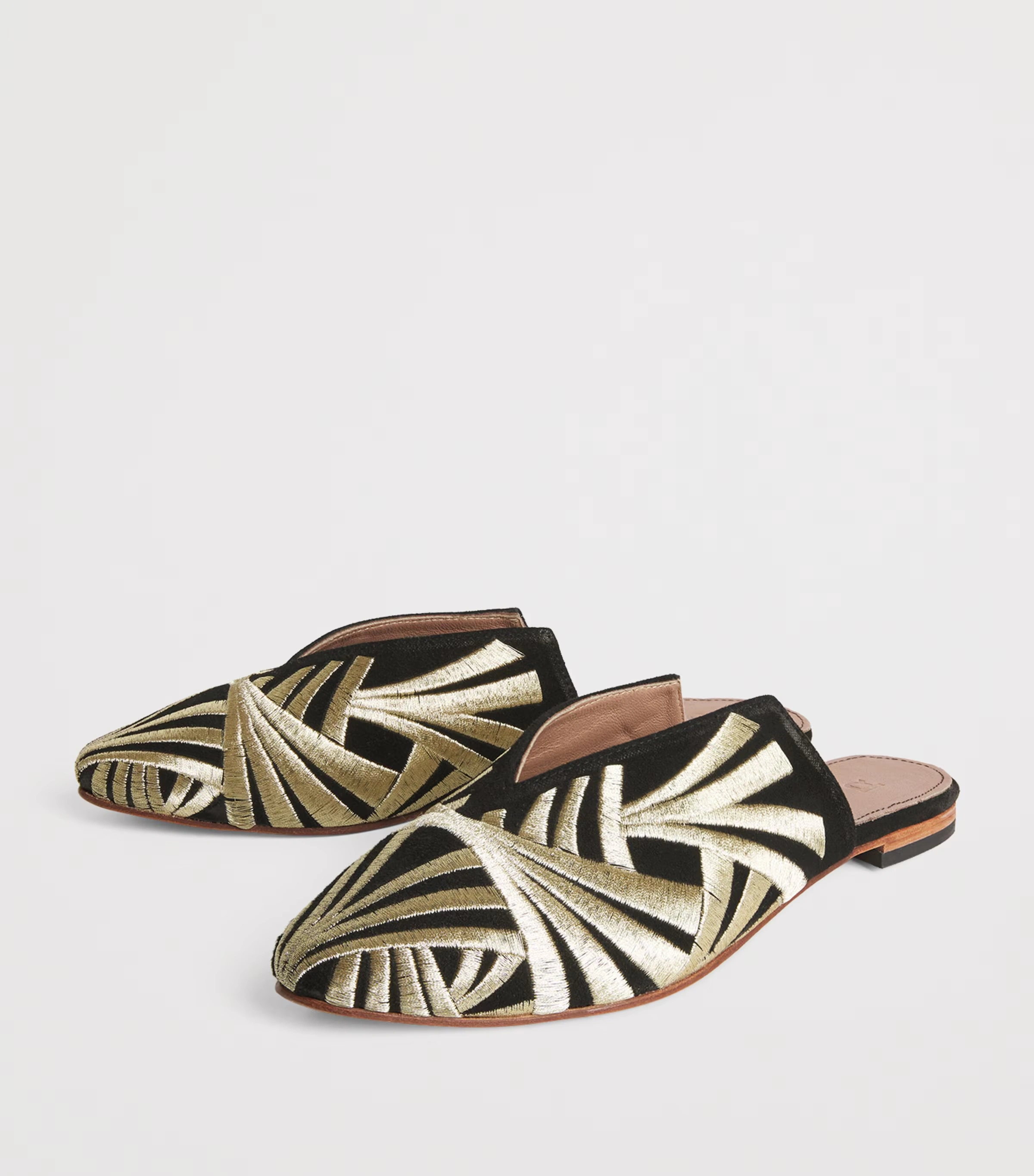 Suede Embroidered Palazzo Signoria Mules