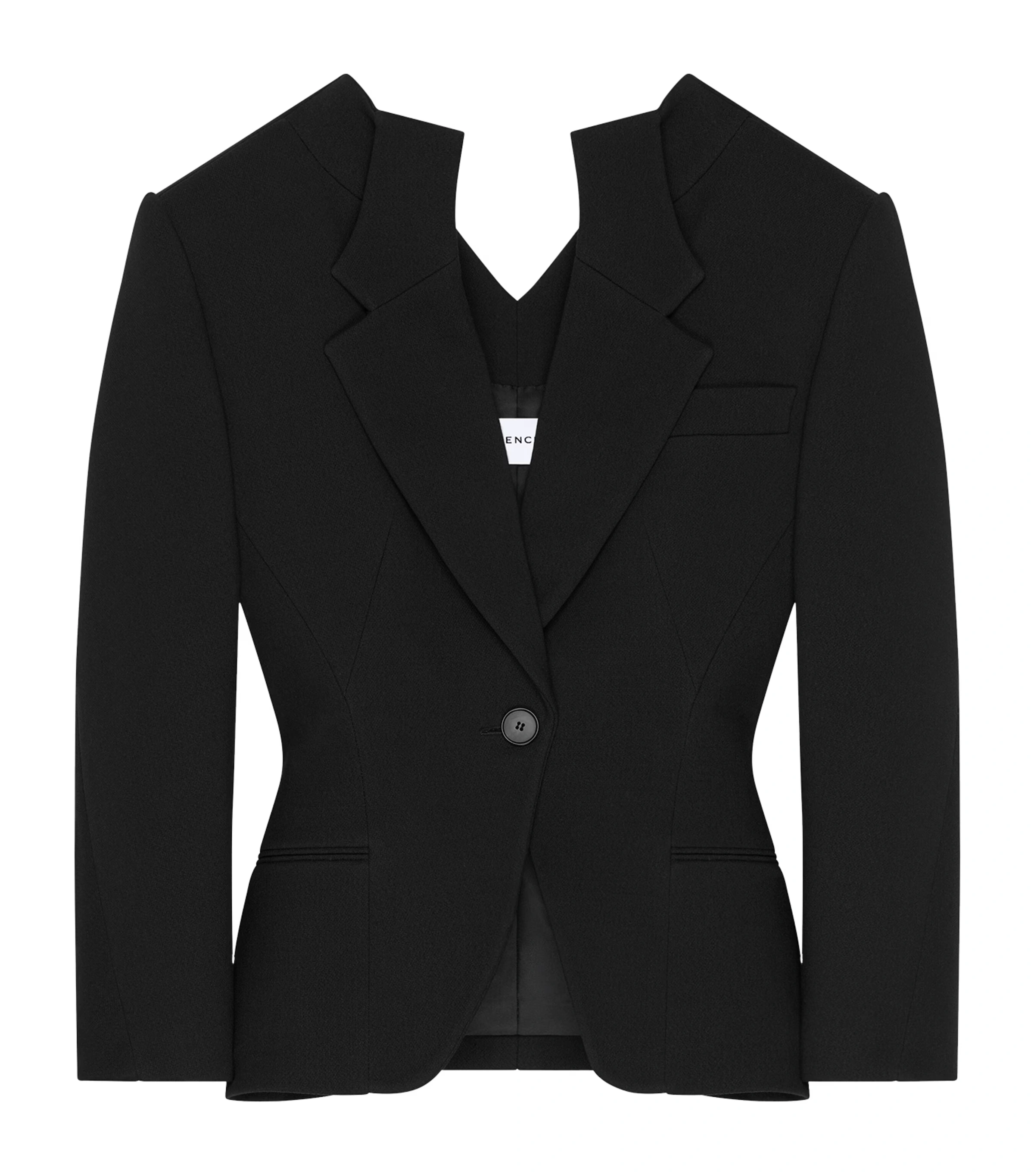 Wool-Blend Open-Back Blazer