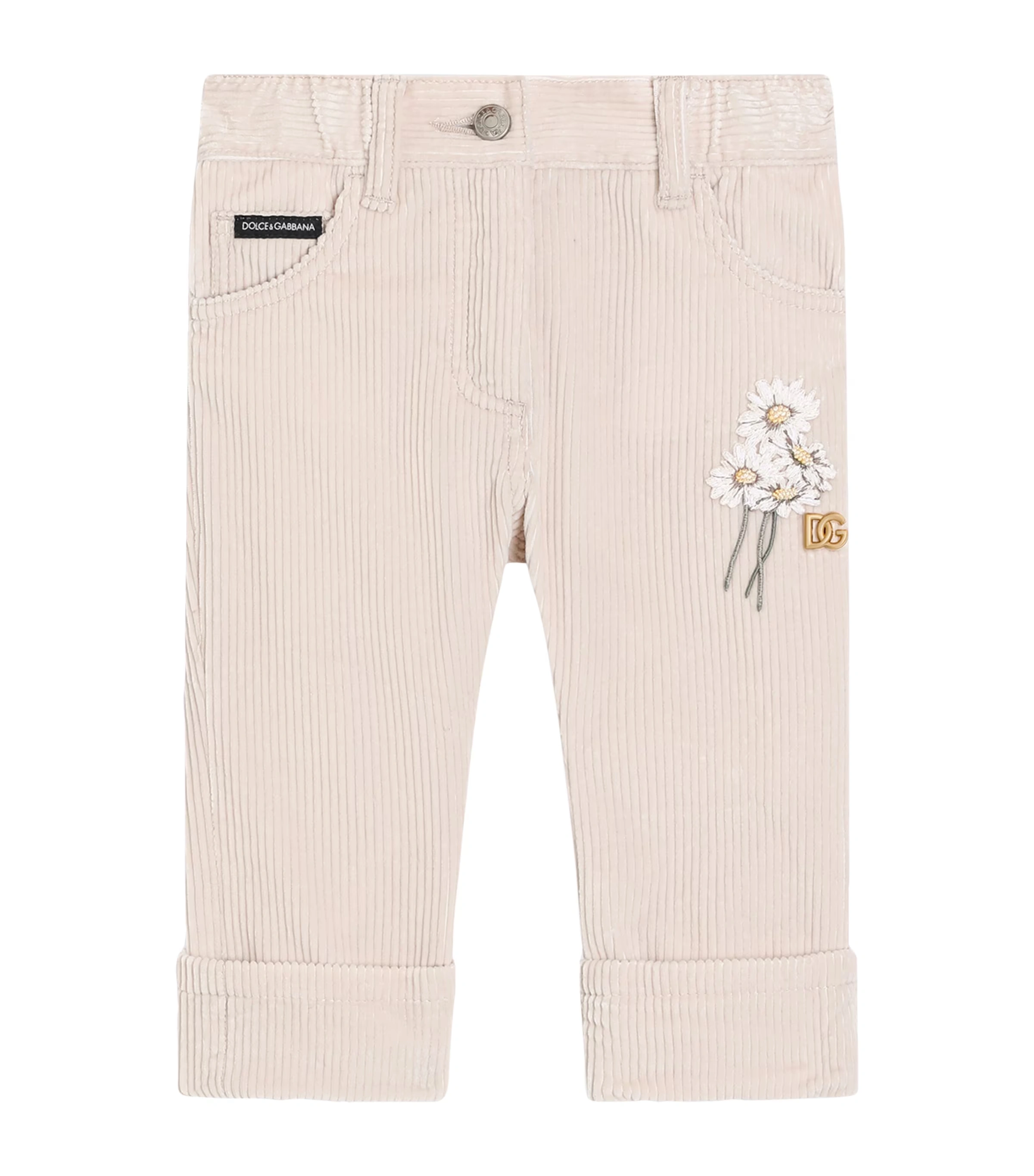 Cotton Corduroy Floral Embroidered Trousers (3-36 Months)