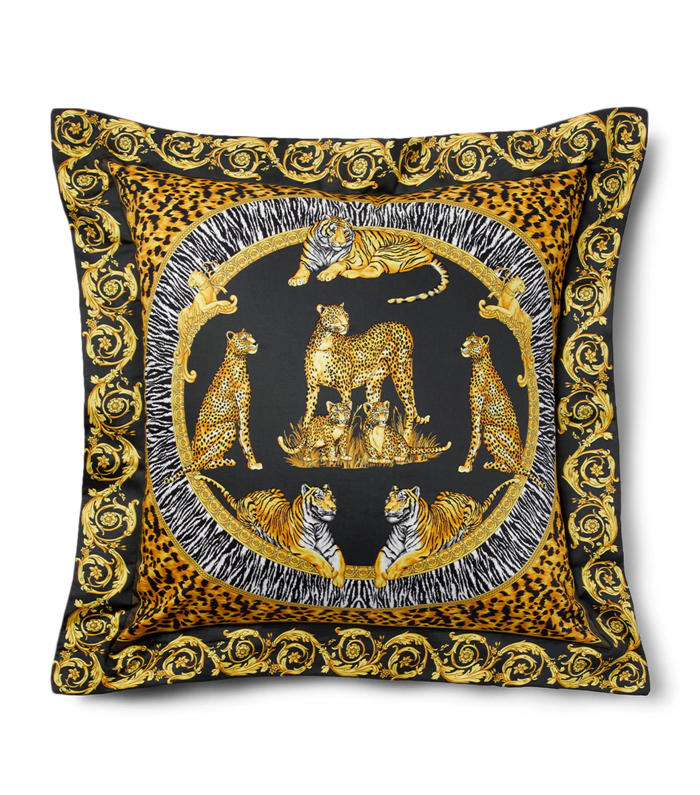 Cotton-Satin Wild Cats Cushion (60cm x 60cm)