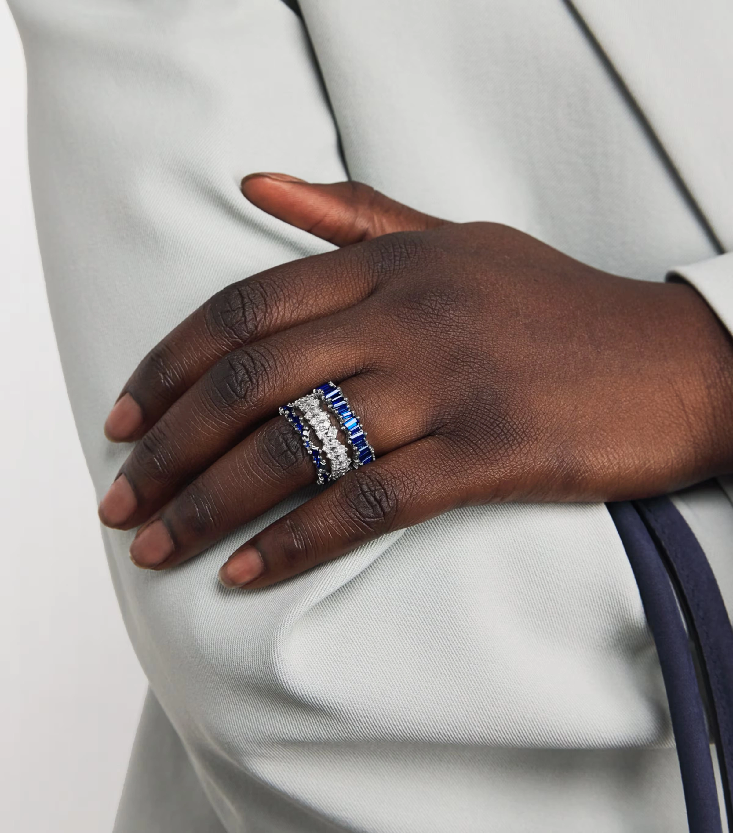 White Gold and Sapphire La Fantasie Cosmic Eternity Ring 5 White Gold and Sapphire La Fantasie Cosmic Eternity Ring