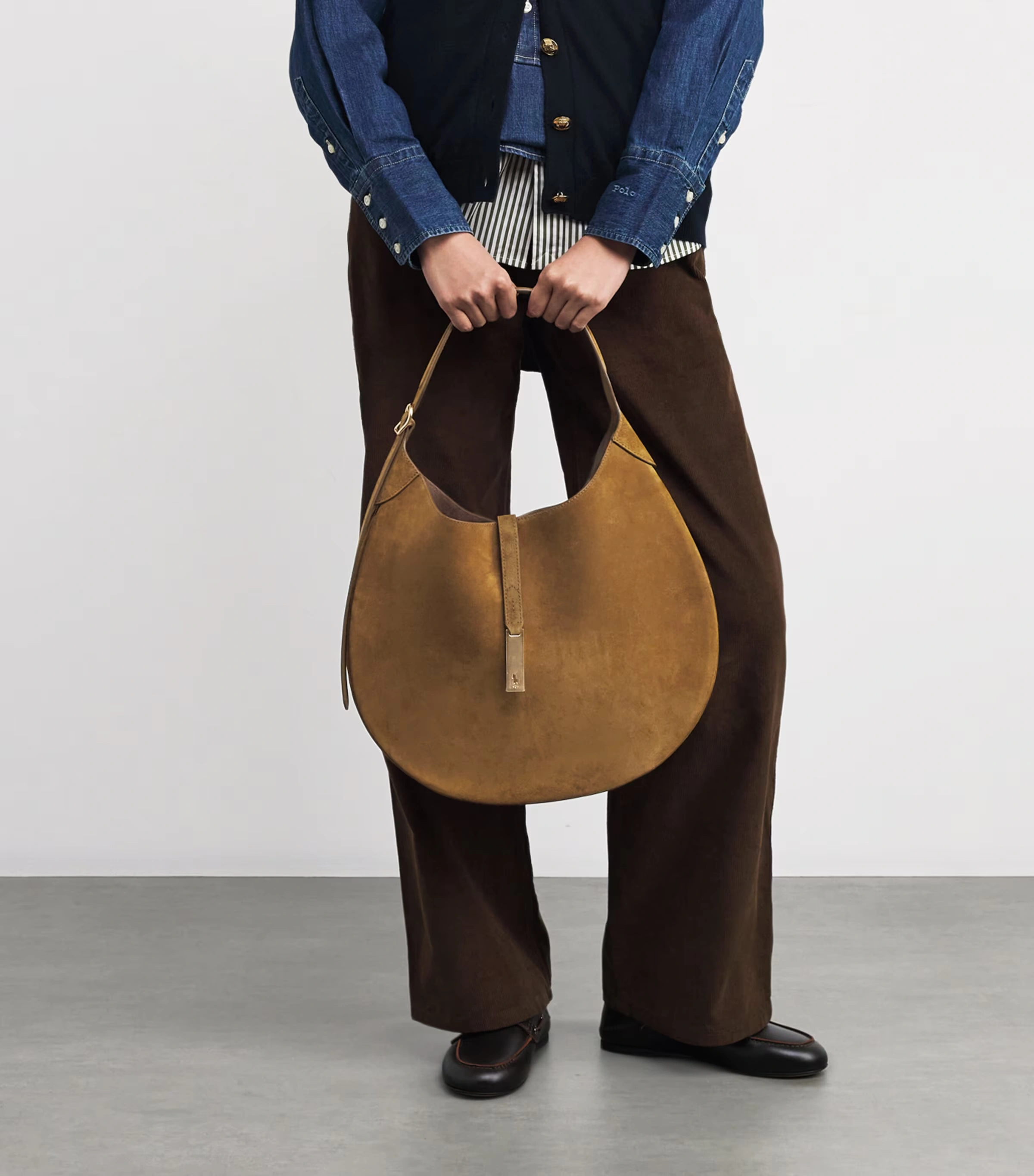 Medium Suede ID Shoulder Bag