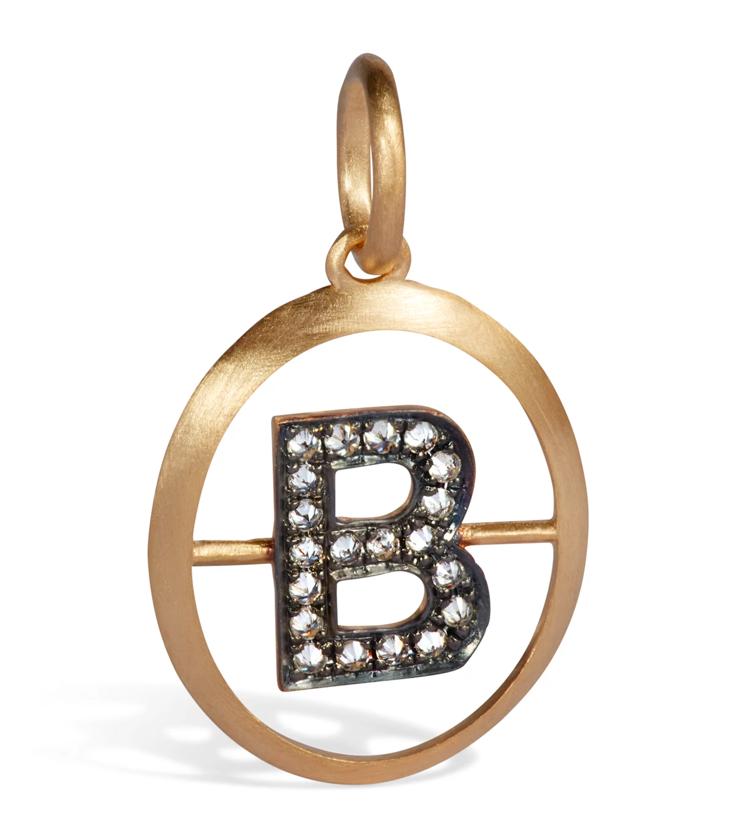 Yellow Gold and Diamond Initial B Pendant