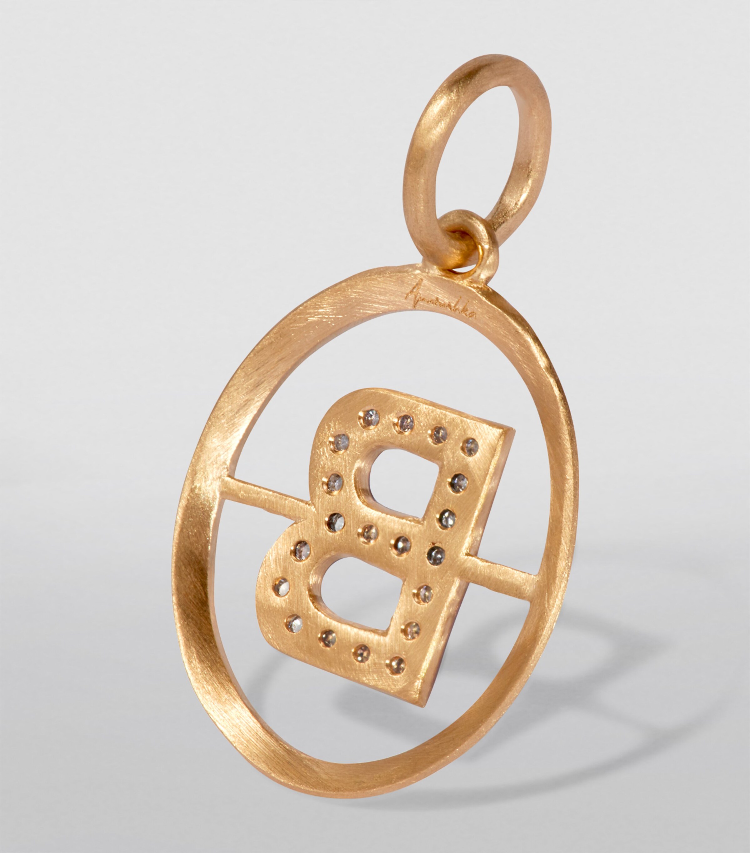 Yellow Gold and Diamond Initial B Pendant