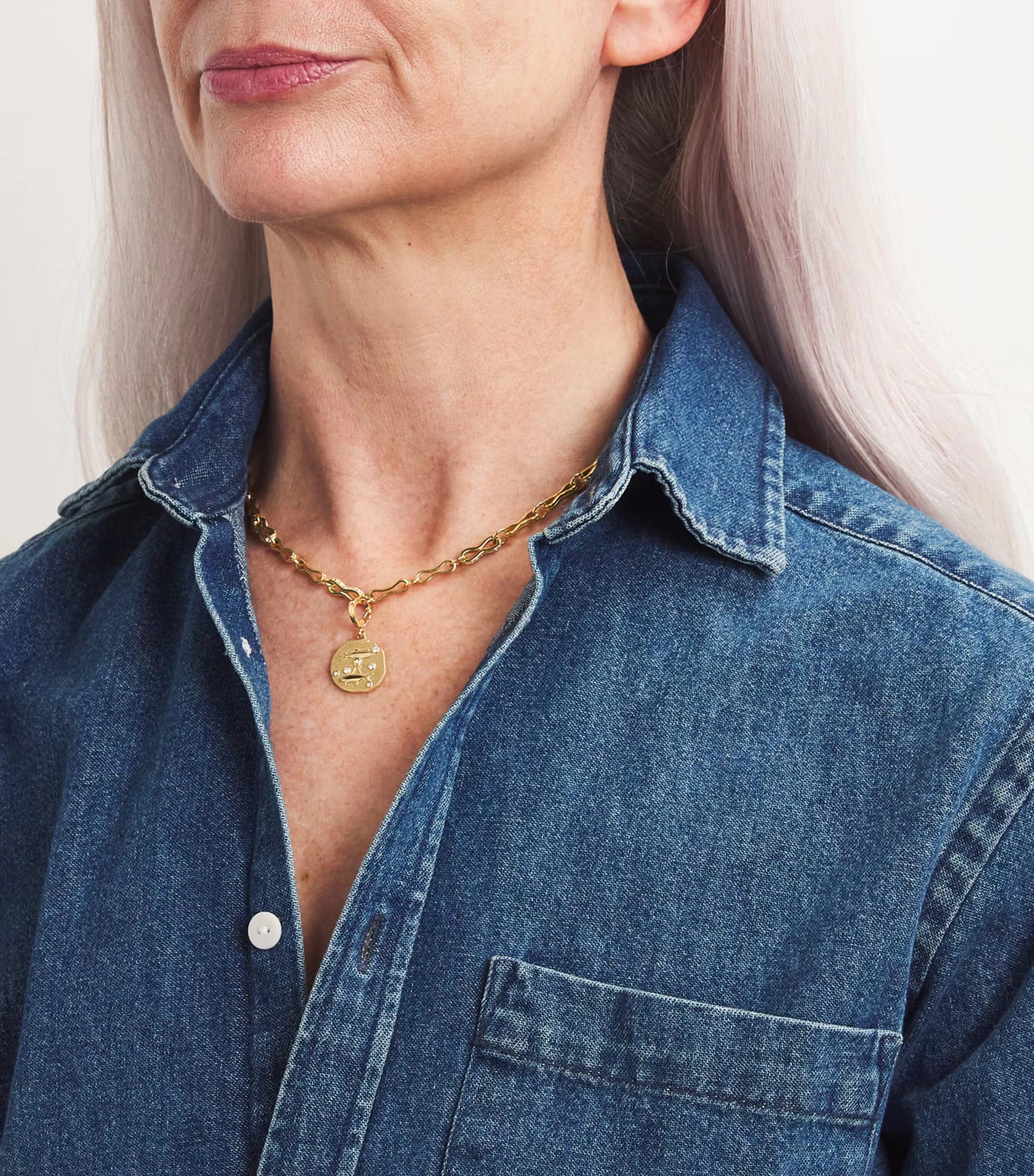 Small Yellow Gold and Diamond Pisces Coin Charm