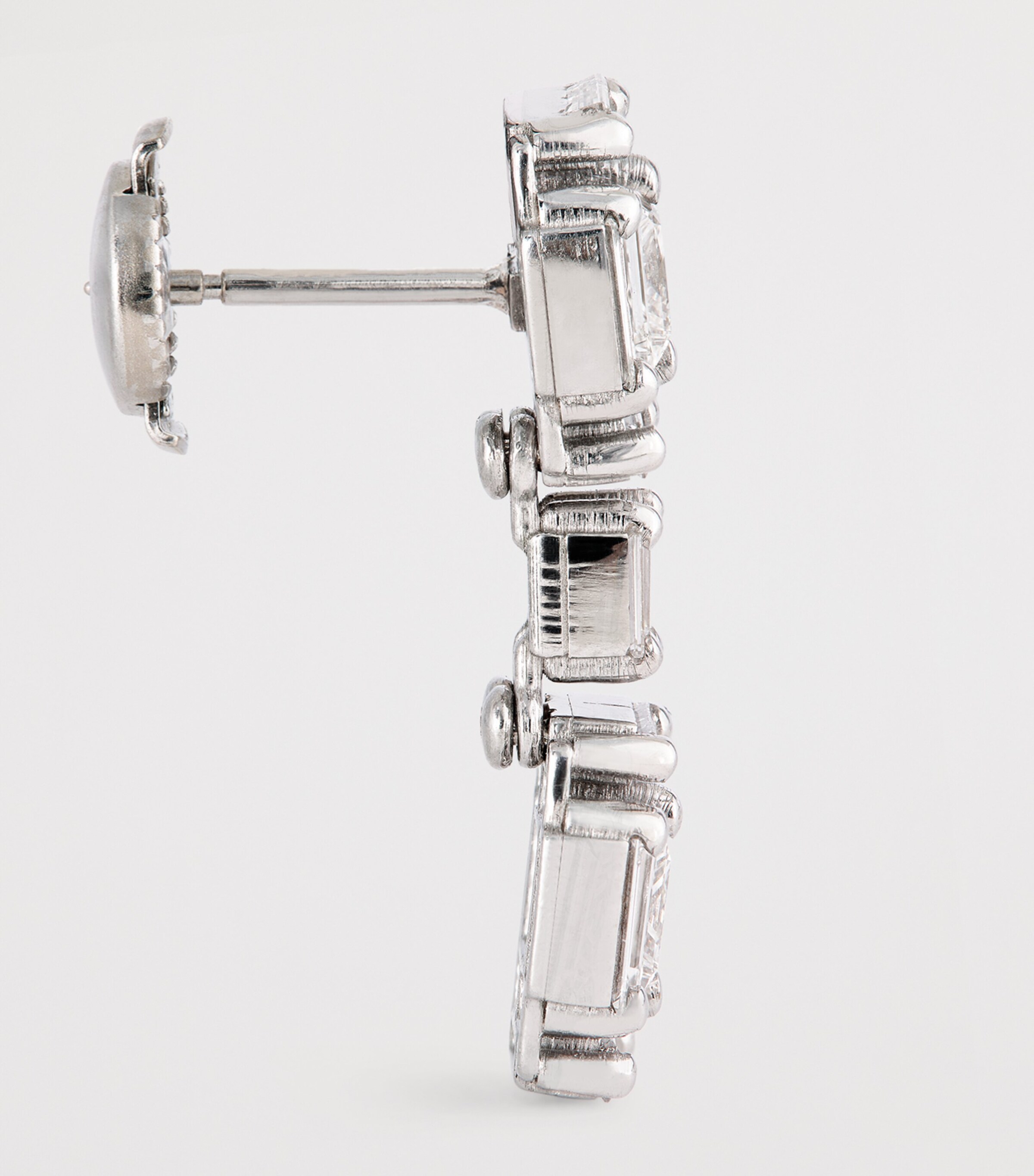 White Gold and White Diamond Princess Drop Earrings 4 White Gold and White Diamond Princess Drop Earrings