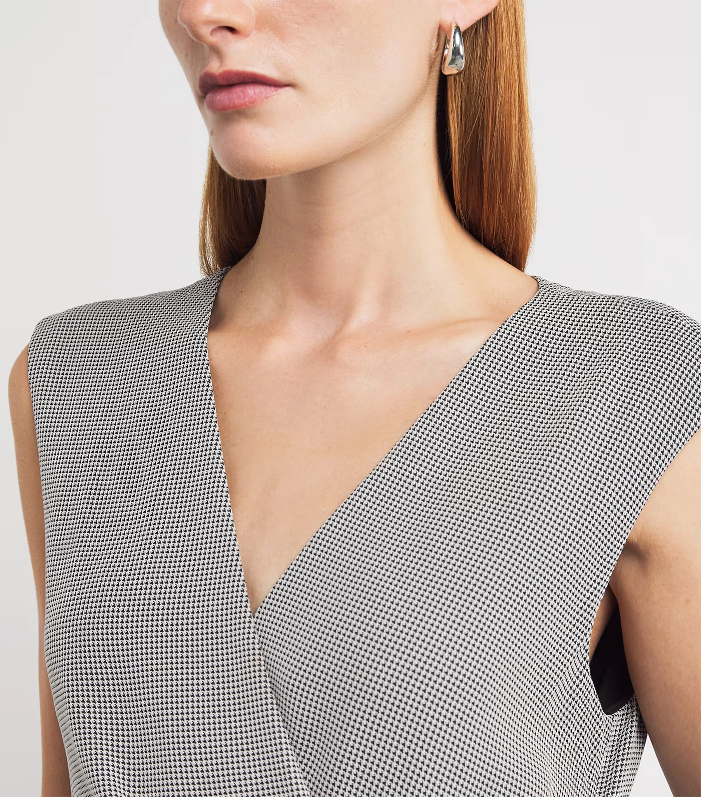 Houndstooth Handkerchief Midi Dress