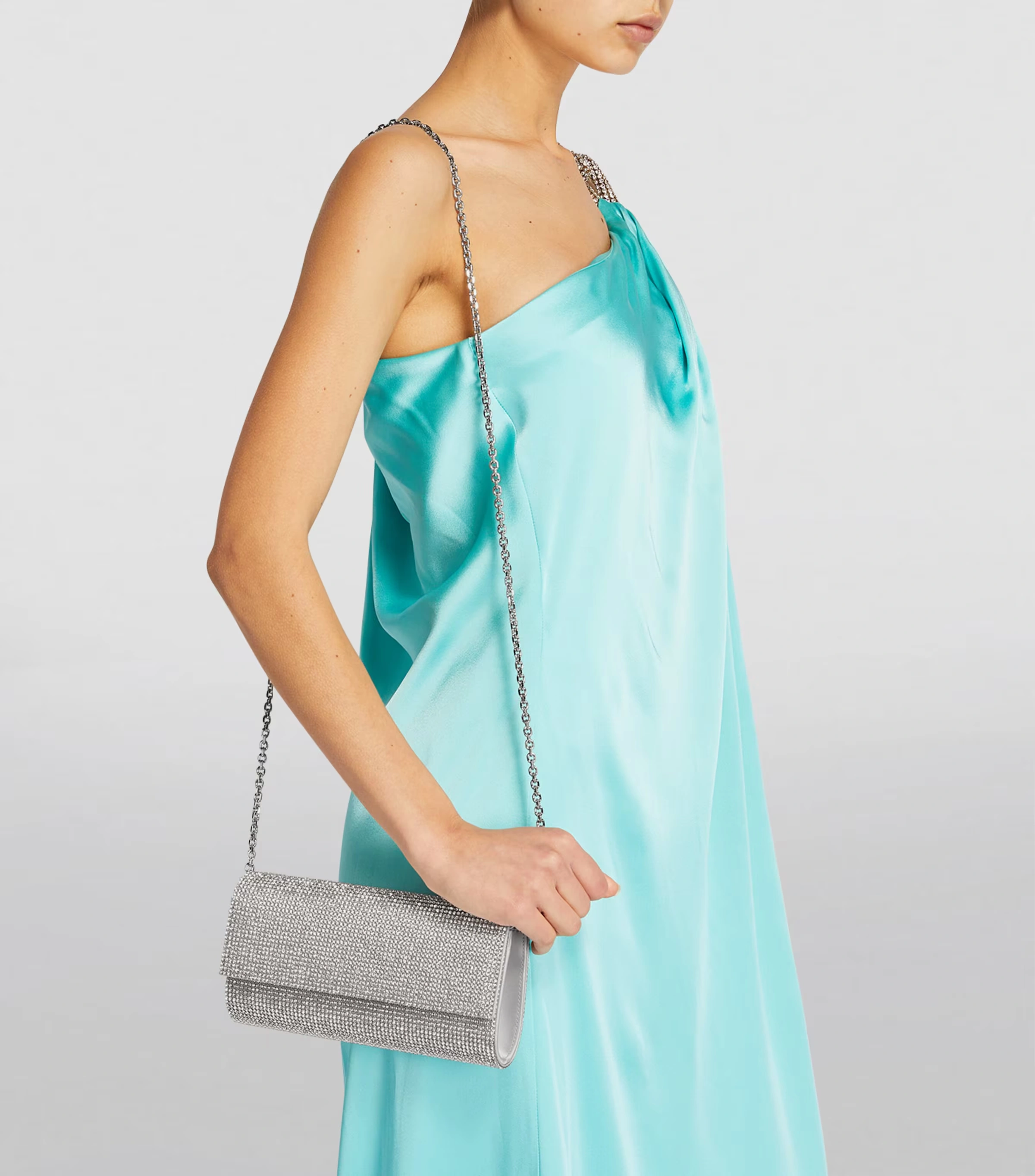 Satin Crystal-Embellished Perry Clutch Bag 4 Satin Crystal-Embellished Perry Clutch Bag