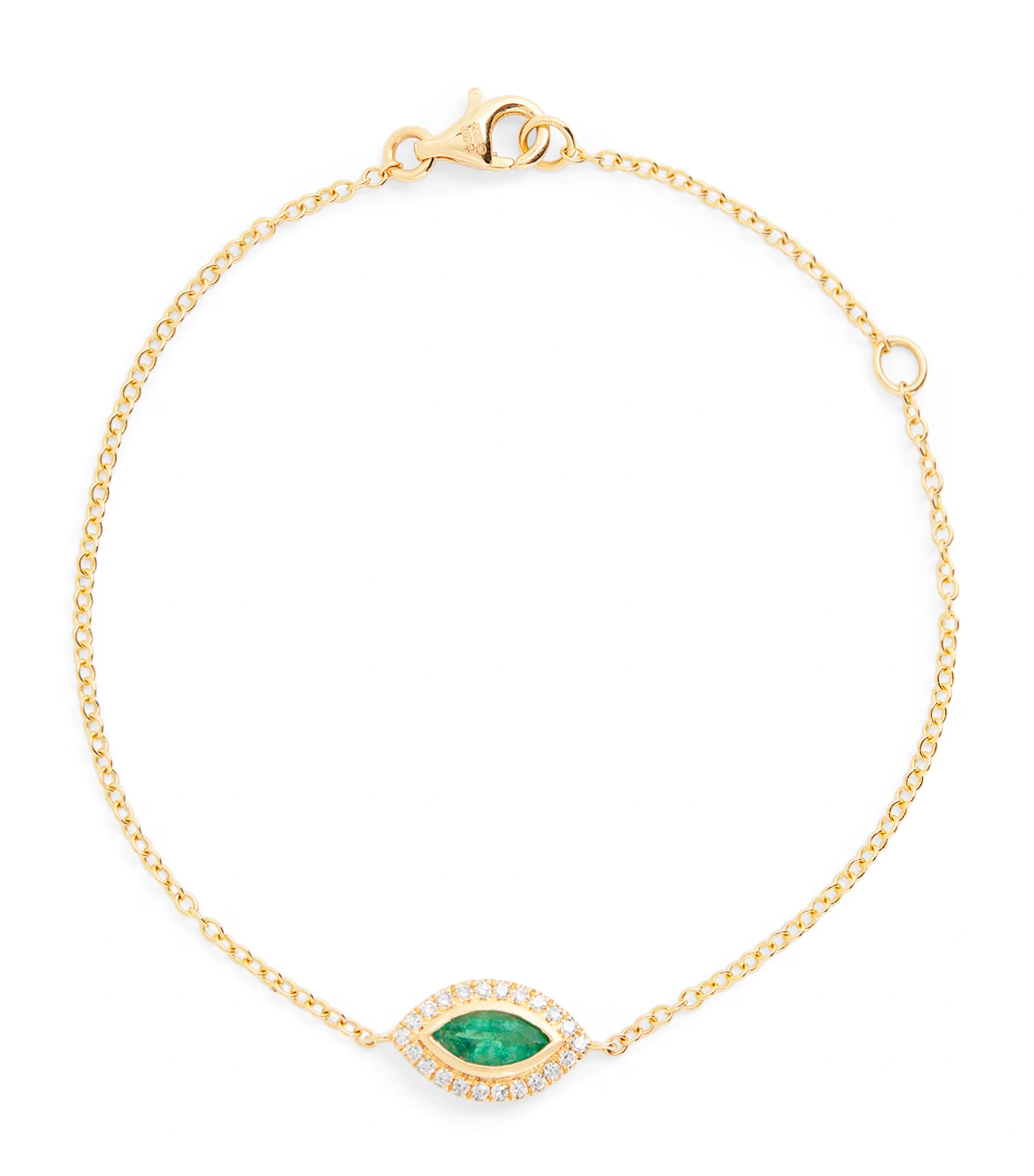 Yellow Gold, Diamond and Emerald Evil Eye Bracelet