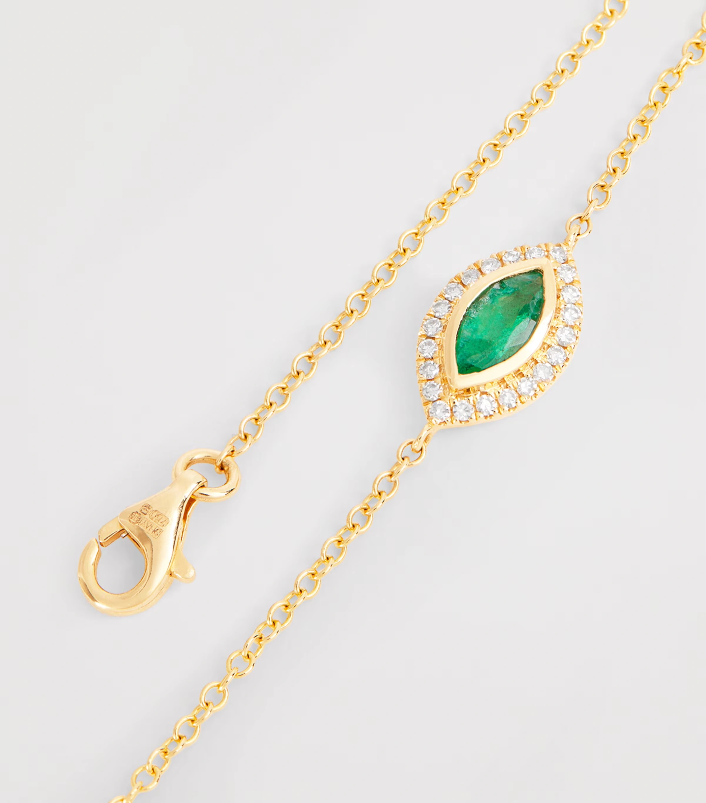 Yellow Gold, Diamond and Emerald Evil Eye Bracelet 5 Yellow Gold, Diamond and Emerald Evil Eye Bracelet