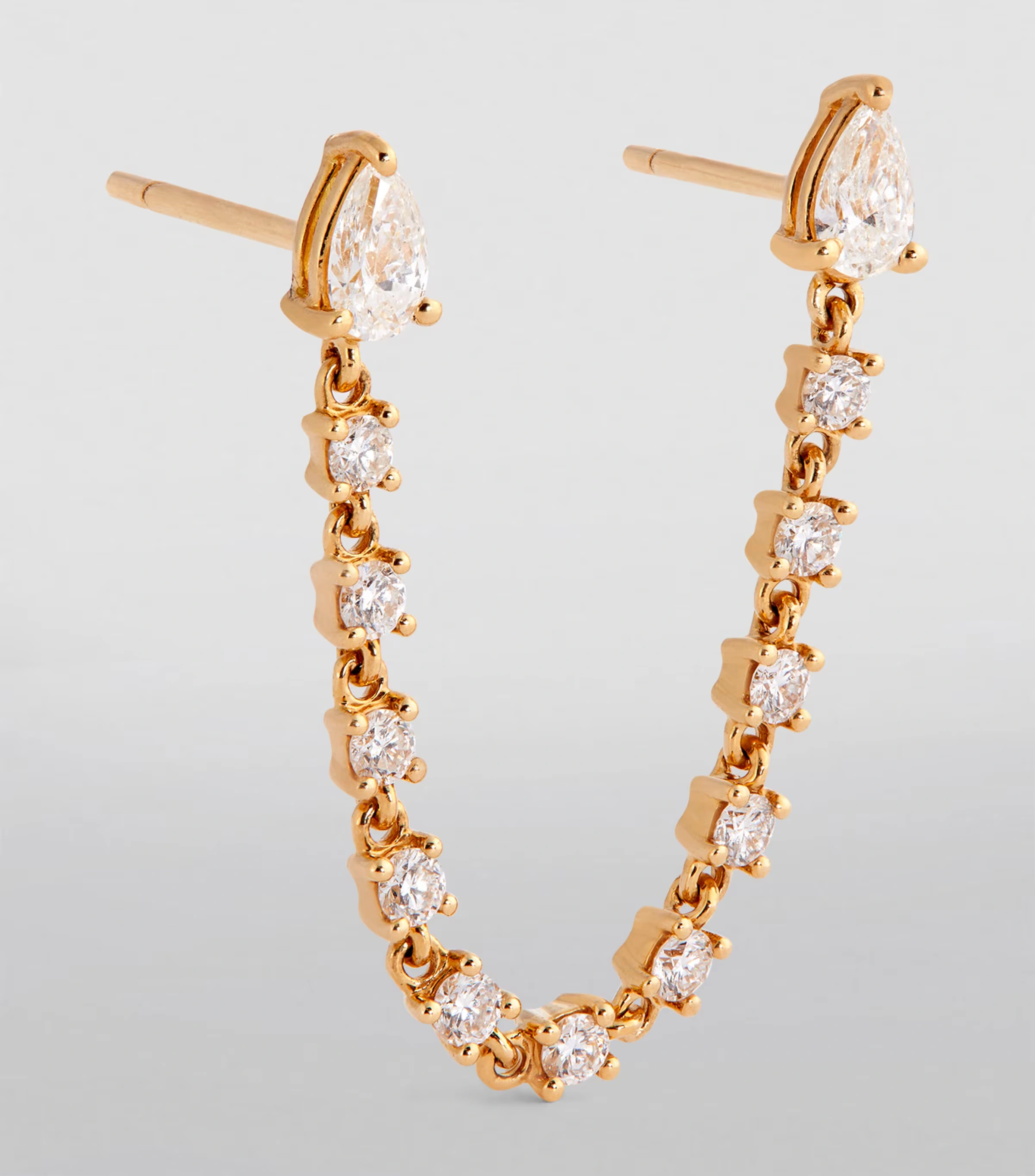 Yellow Gold and Diamond Double-Pierced Loop Single Earring