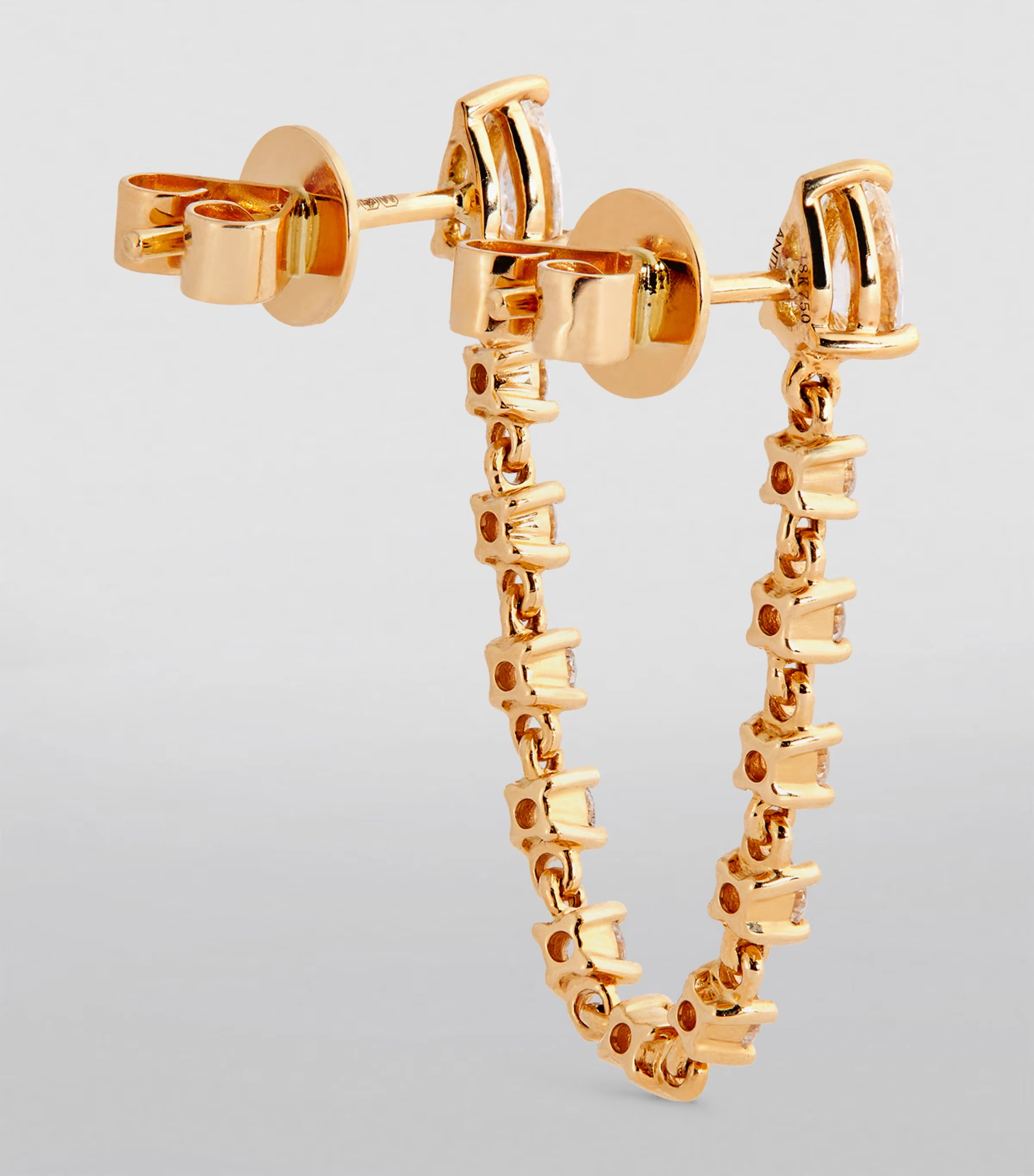 Yellow Gold and Diamond Double-Pierced Loop Single Earring