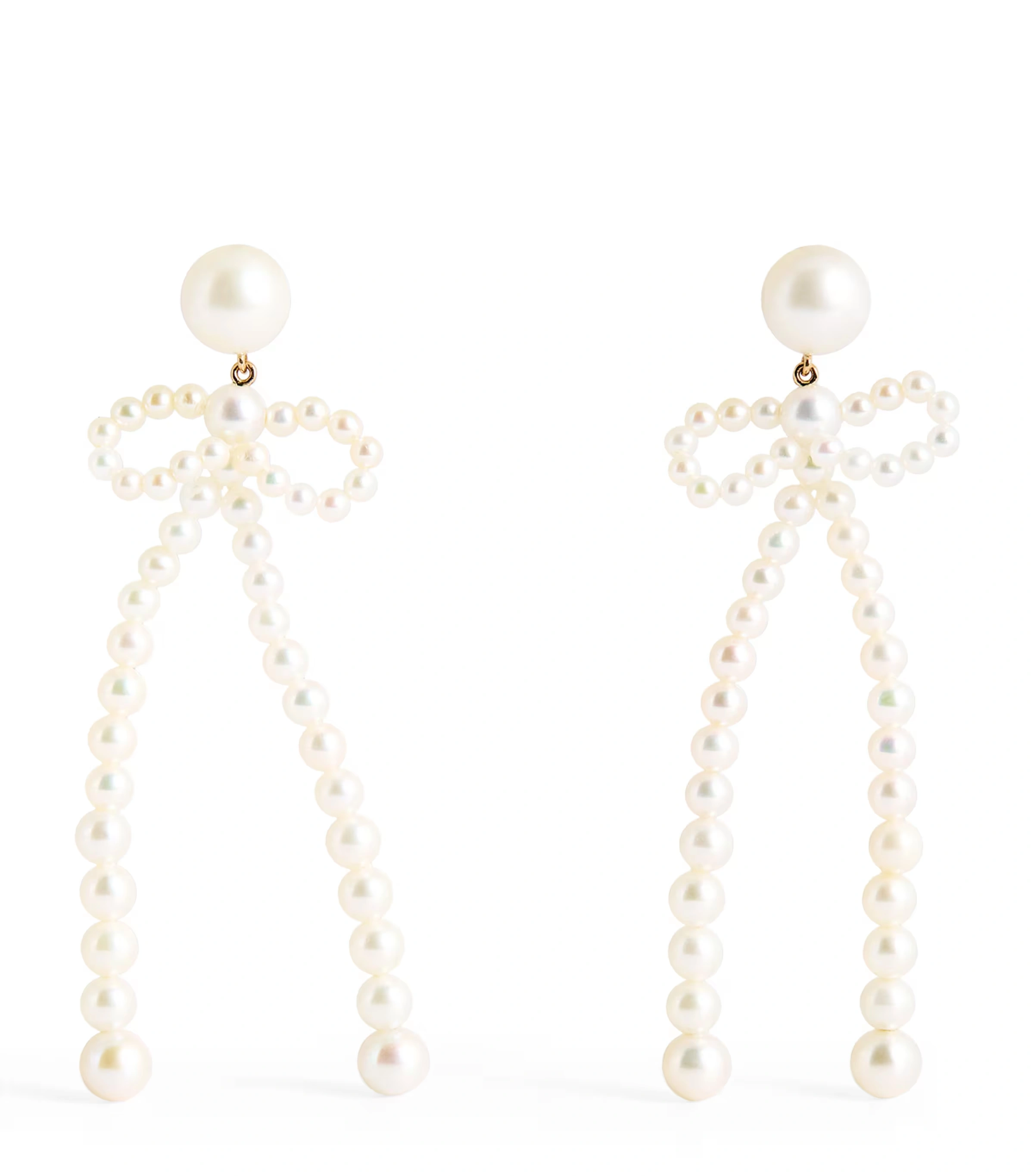 Yellow Gold and Freshwater Pearl Bow Rosette Earrings