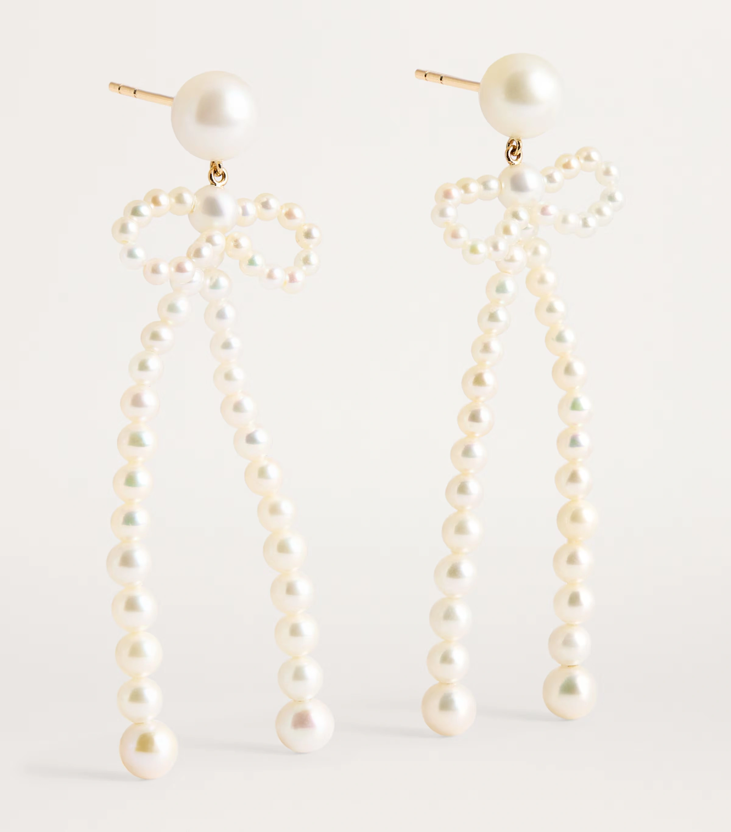 Yellow Gold and Freshwater Pearl Bow Rosette Earrings 3 Yellow Gold and Freshwater Pearl Bow Rosette Earrings