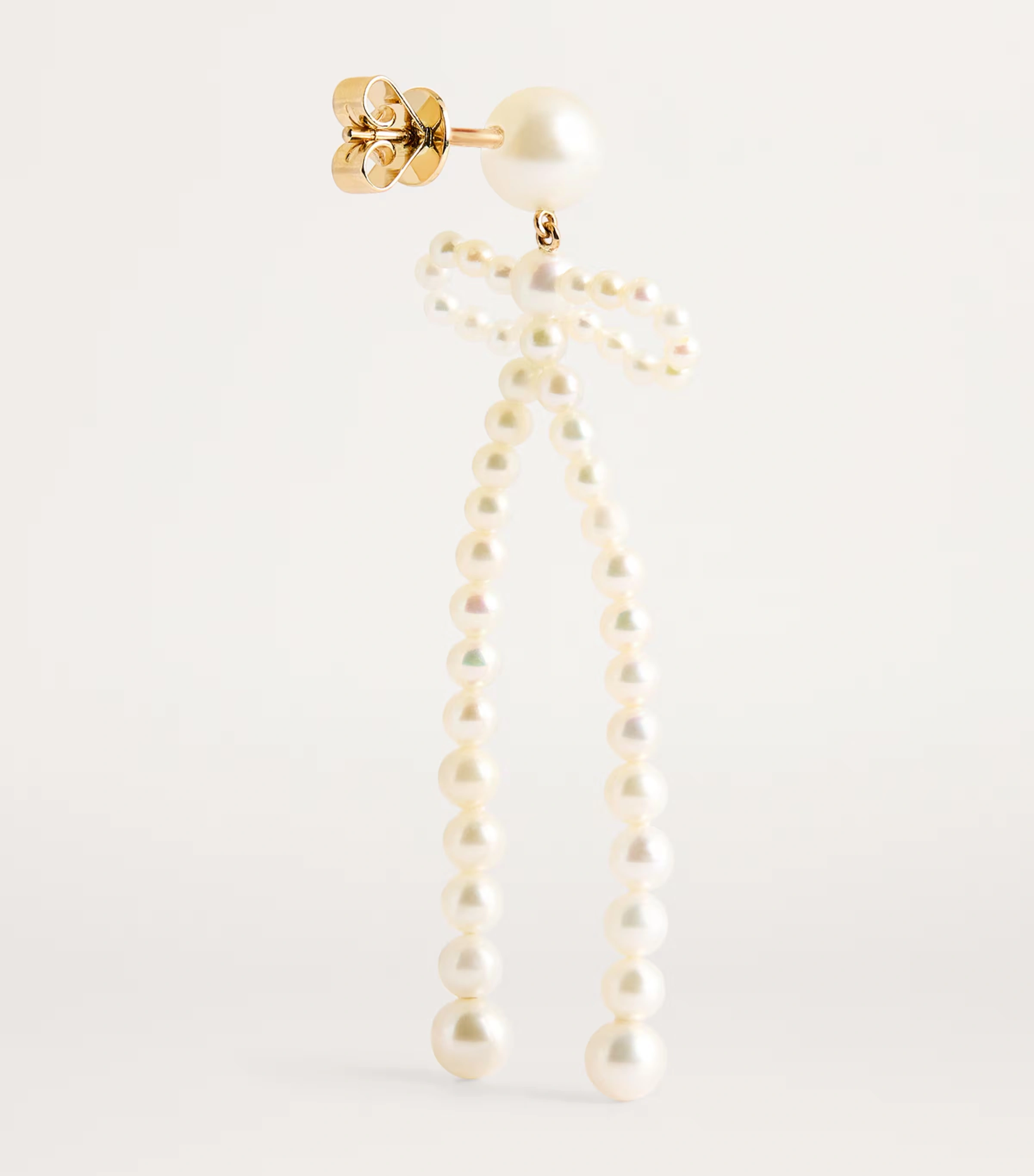 Yellow Gold and Freshwater Pearl Bow Rosette Earrings 4 Yellow Gold and Freshwater Pearl Bow Rosette Earrings