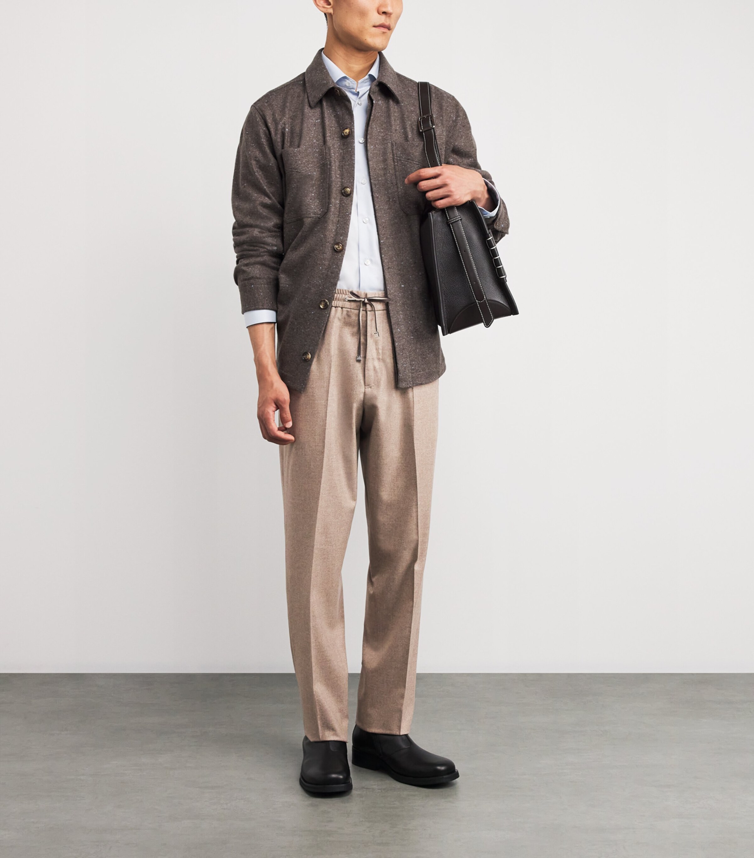 Wool-Silk-Cashmere Pleated Trousers