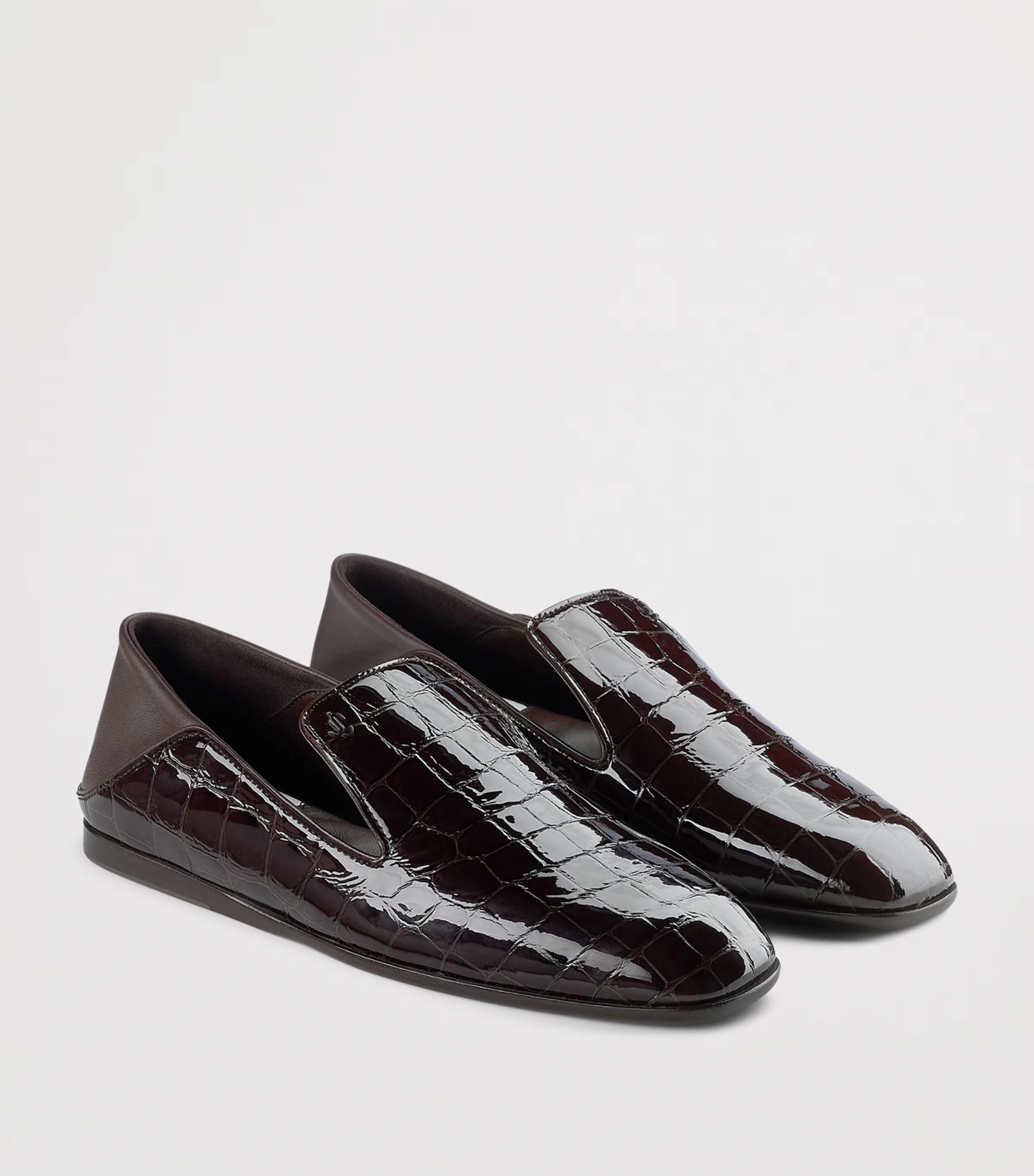 Eliot Leather Croc-Embossed Slippers