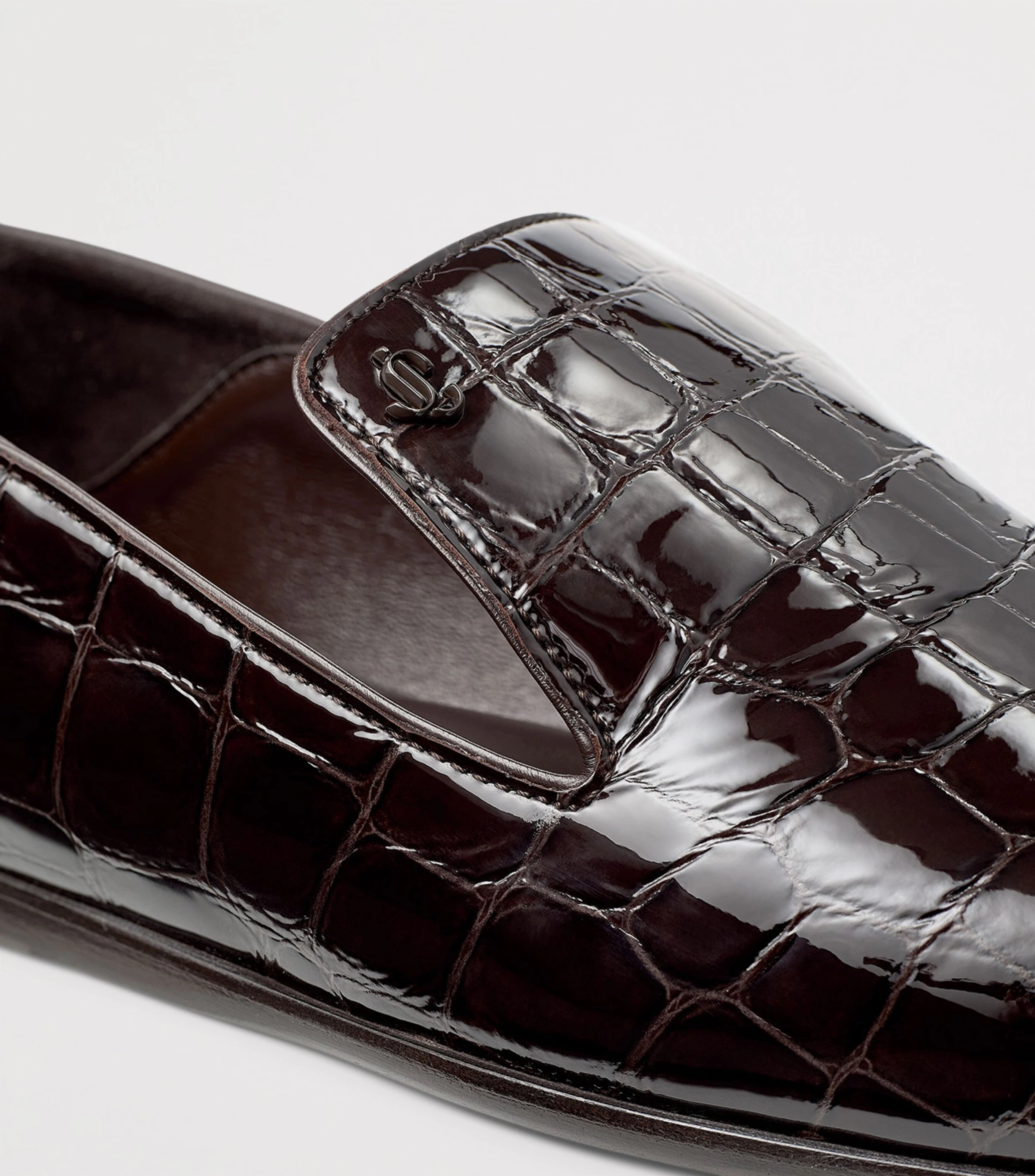 Eliot Leather Croc-Embossed Slippers