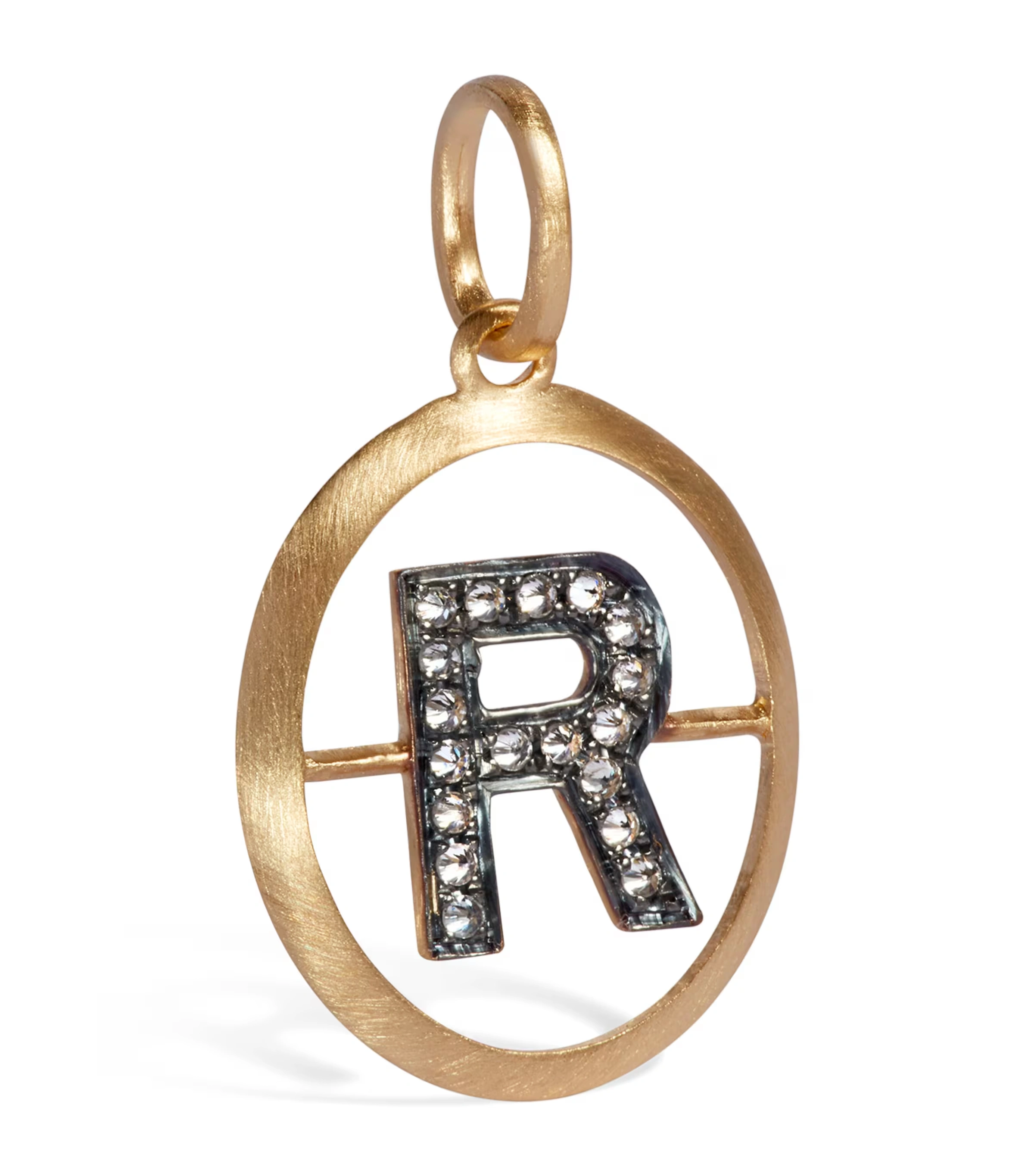 Yellow Gold and Diamond Initial R Pendant