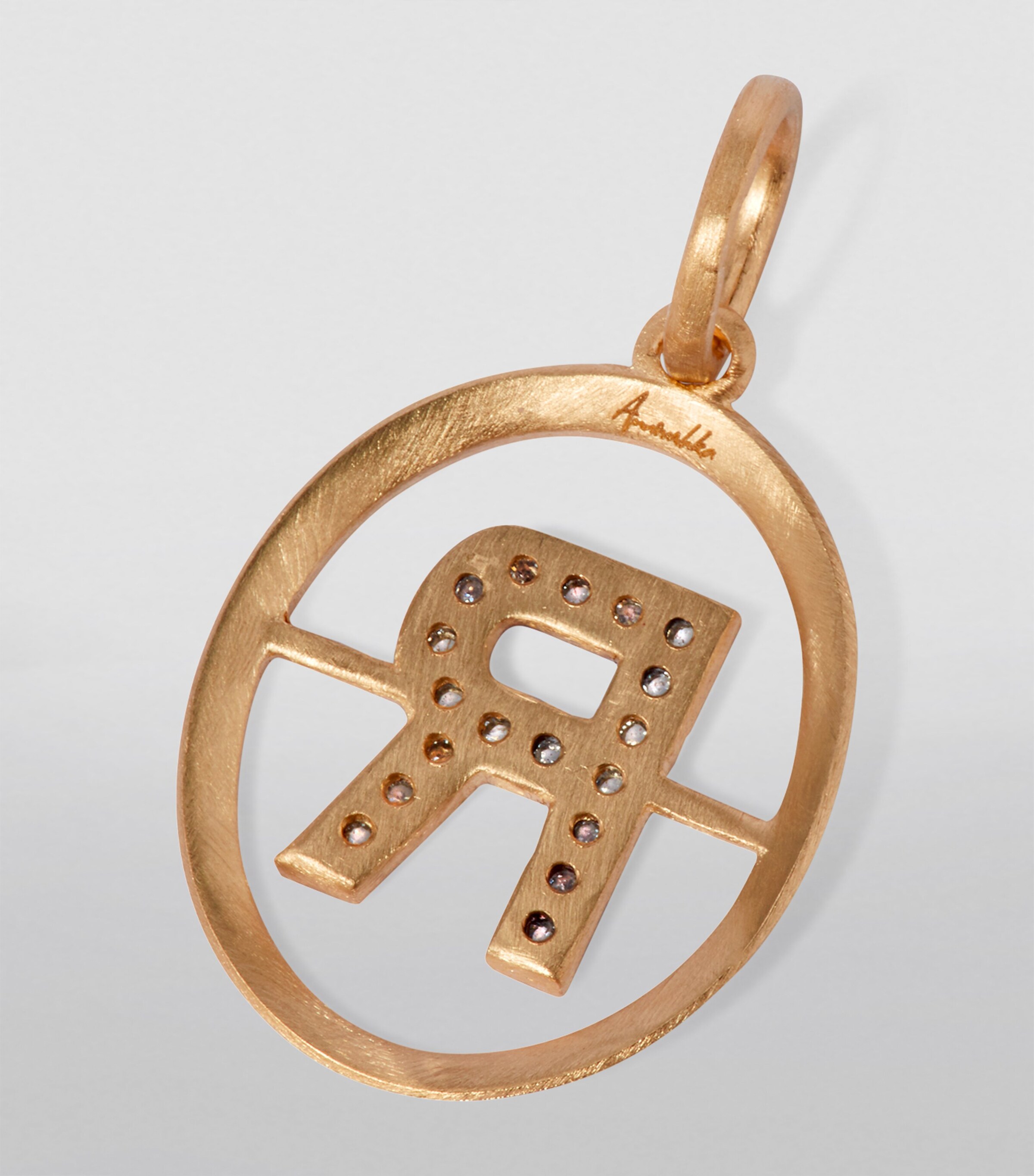 Yellow Gold and Diamond Initial R Pendant